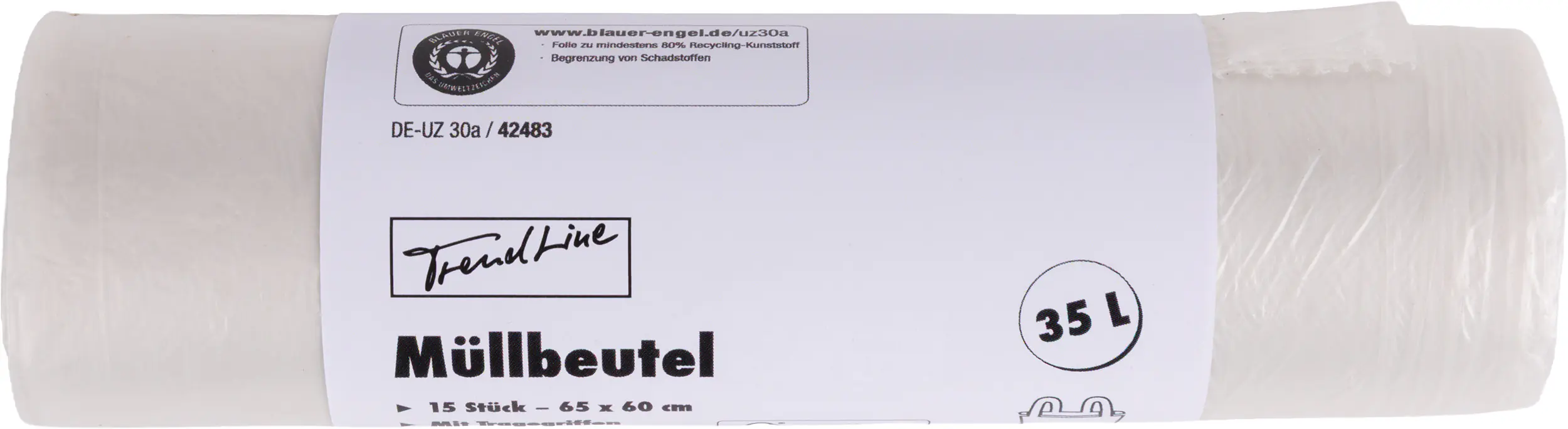 Trendline Müllbeutel 35 L, transparent+Tragegriff, 15 Stück