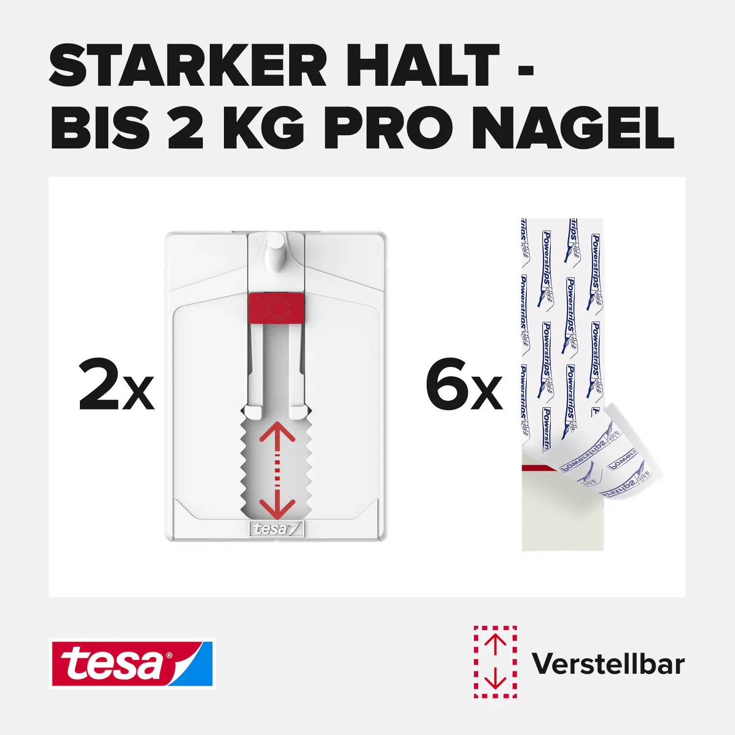 tesa Klebenagel Traglast 2 kg, 2 Stück