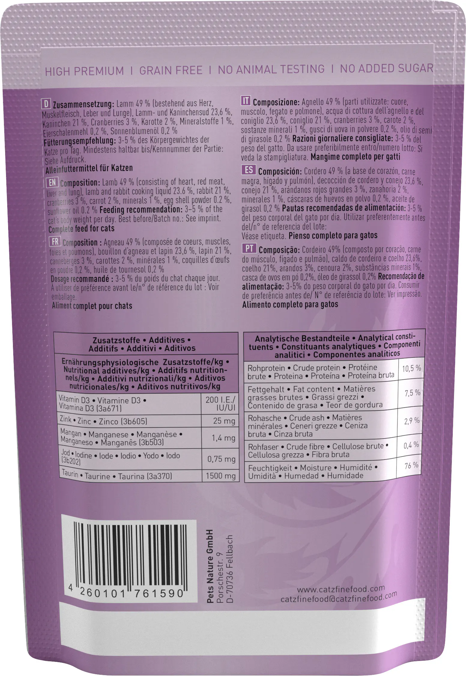 Catz Finefood Katzenfutter Classic No. 11 Lamm & Kaninchen 85 g