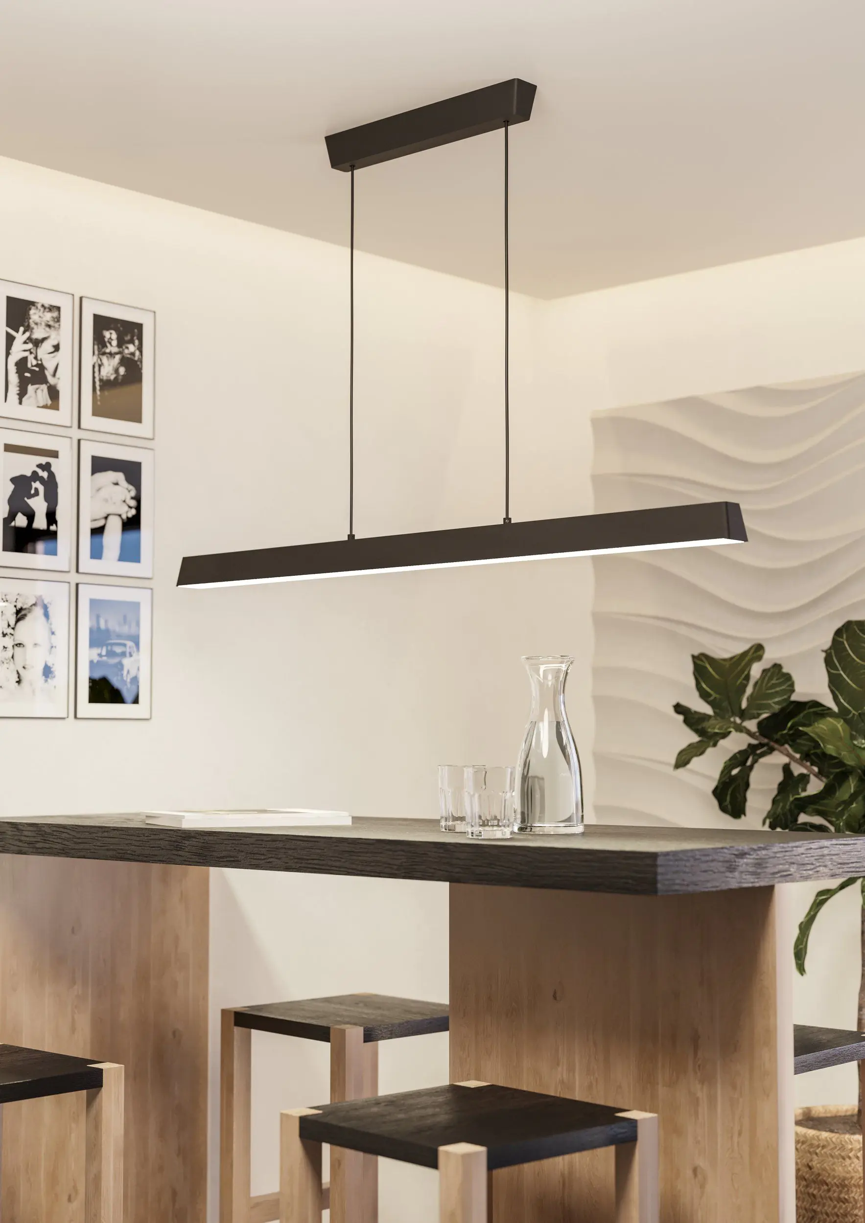 Eglo Connect LED Pendelleuchte Simolaris-Z schwarz 122 x 5,5 cm dimmbar