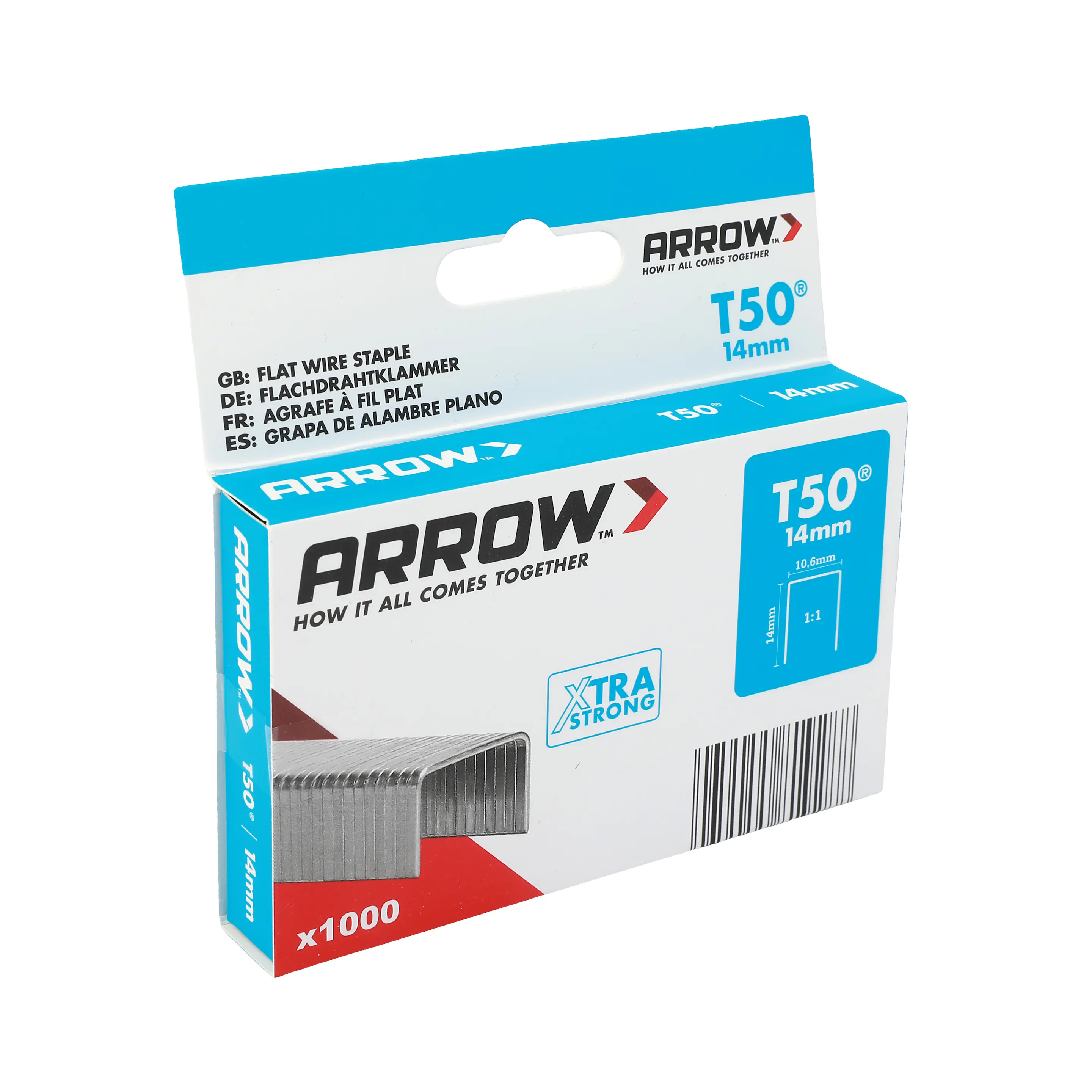 Arrow Tackerklammer Flachtdraht T50 14 mm Folie 1000 Stück