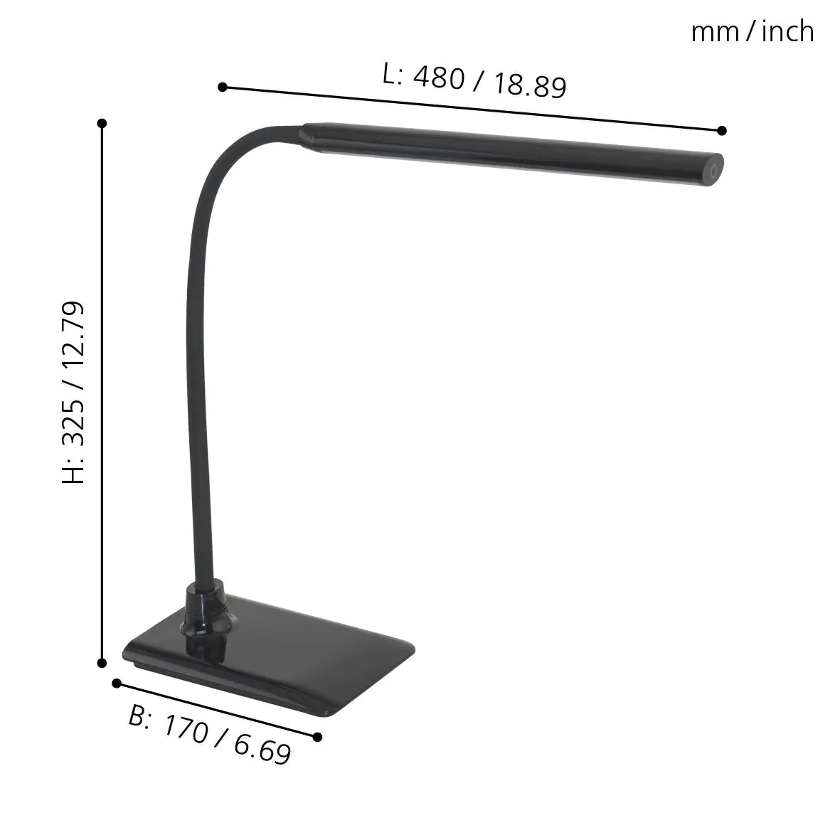Eglo LED Tischleuchte Laroa schwarz 32,5 x 12 cm dimmbar, neutralweiß
