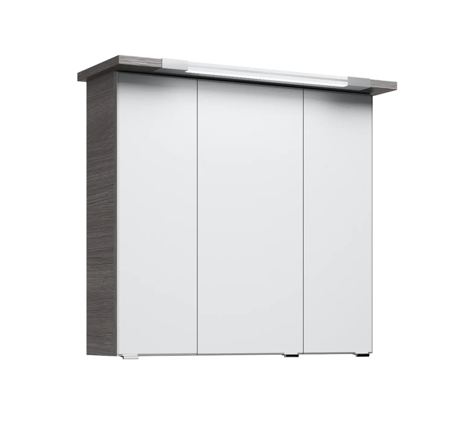 Pelipal Badmöbel-Set Trentino Graphit Struktur quer mit Mineralmarmor-Waschtisch+Kranz-Leuchte 80 cm