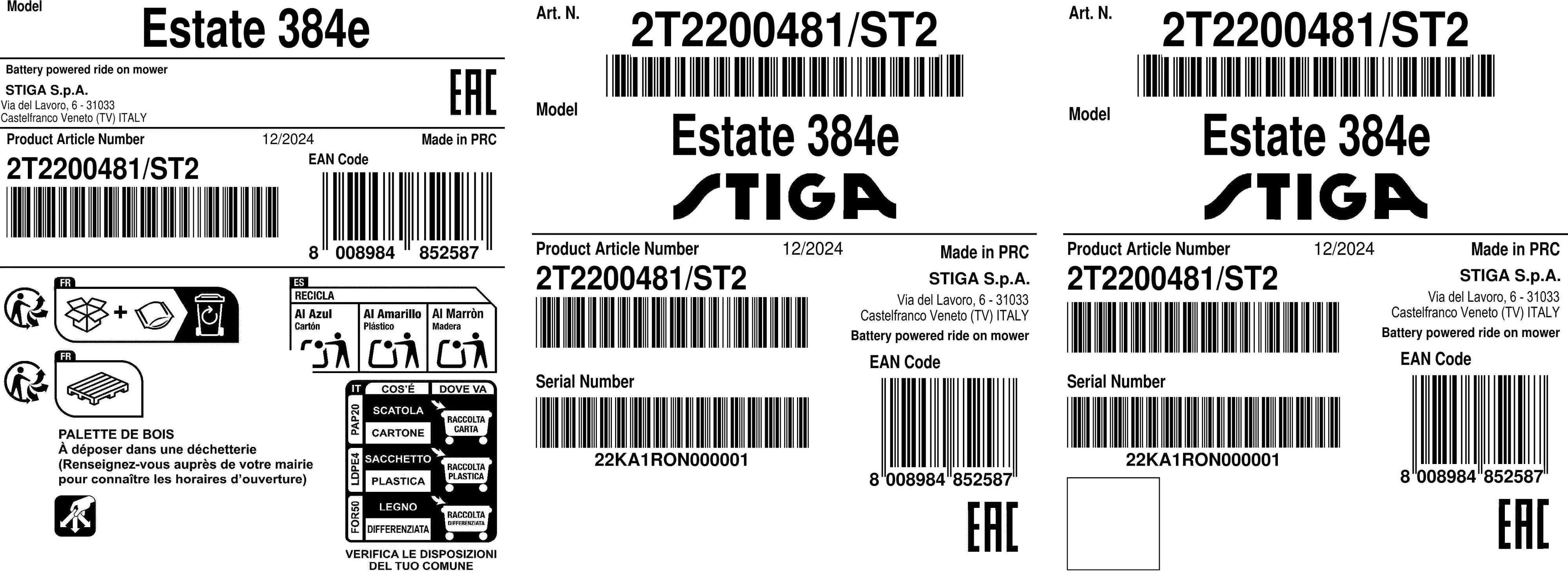 Stiga Akku Rasentraktor Estate 384e, 48 V, 84 cm Schnittbreite, inkl. Mulchkit & Anhängerkupplung