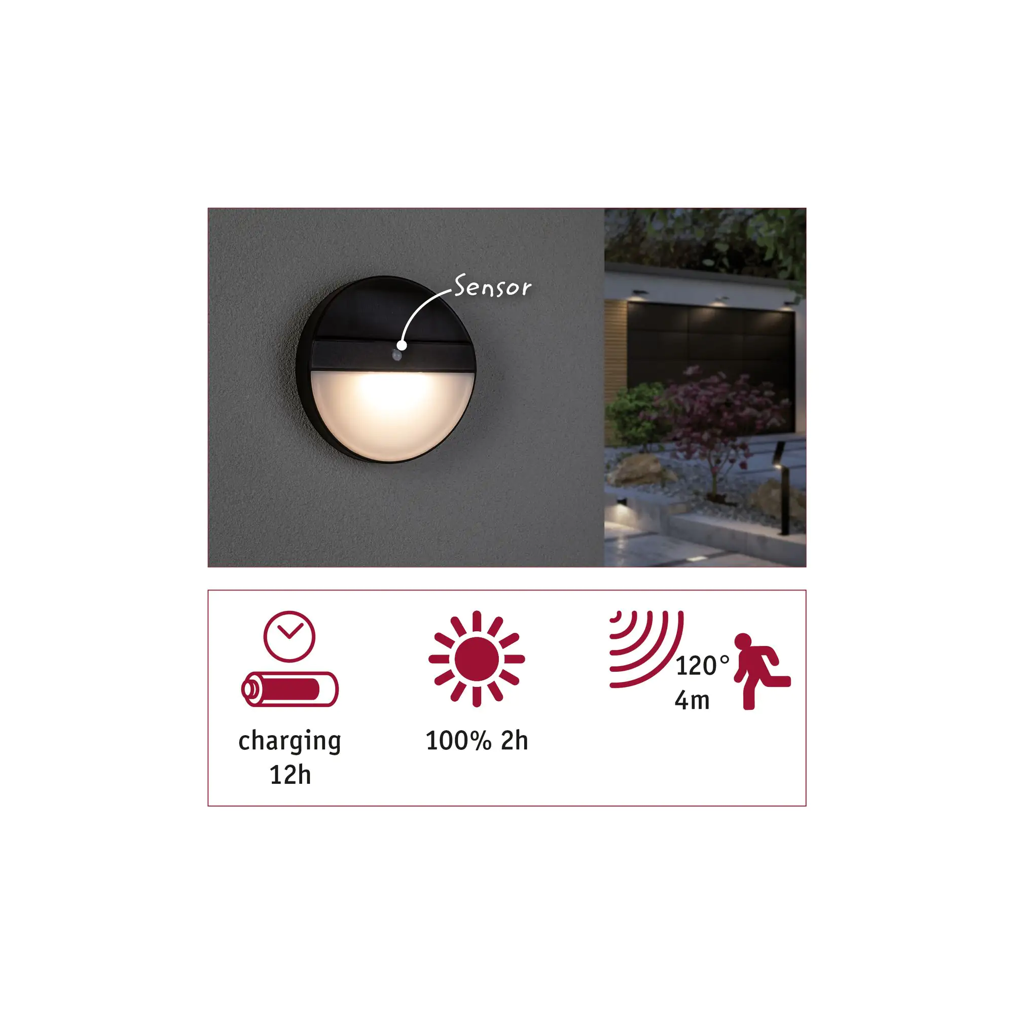 Paulmann LED Solar-Wandleuchte Elois anthrazit warmweiß Bewegungsmelder