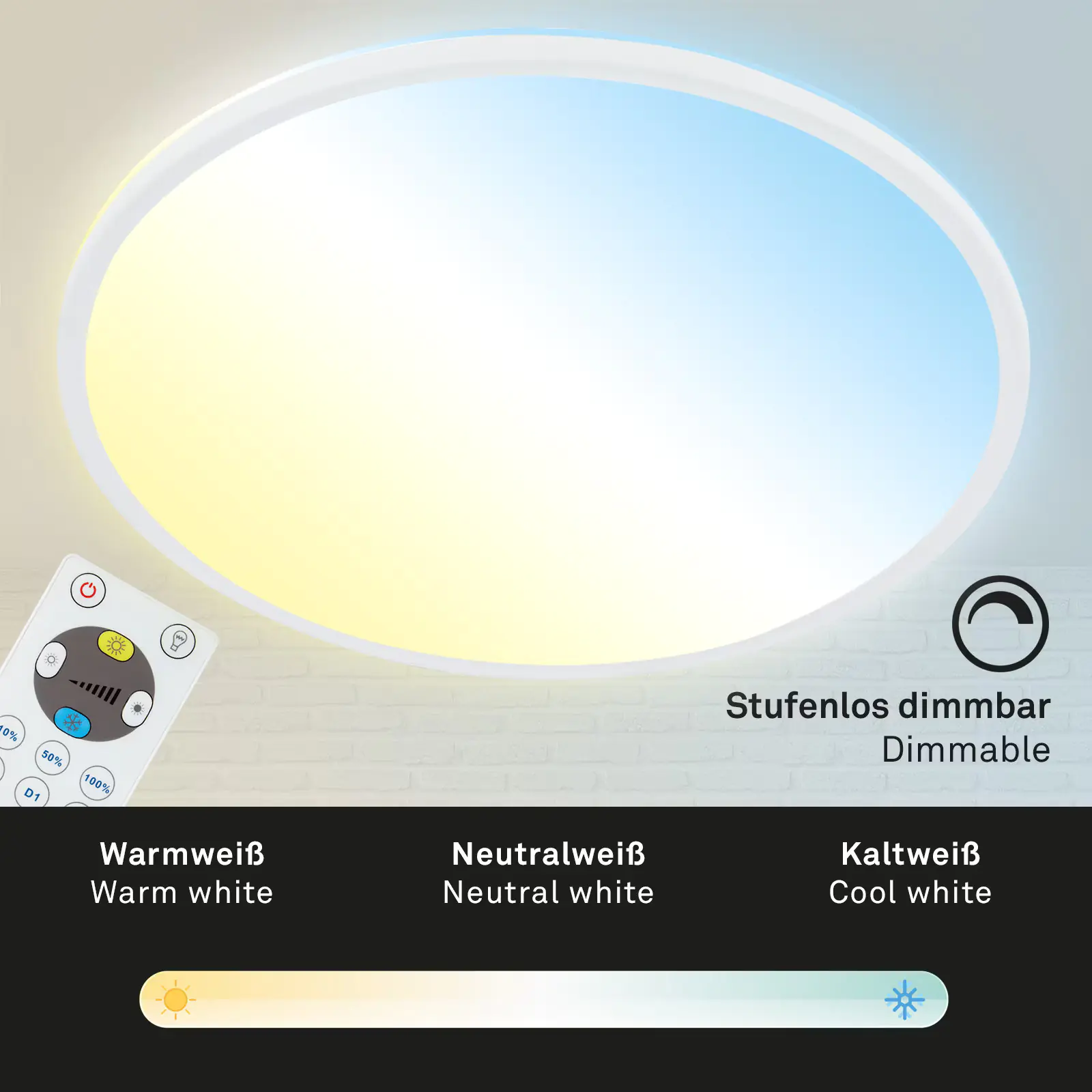 Briloner LED Panel Slim Ø 29,3 cm, weiß, utraflach CCT
