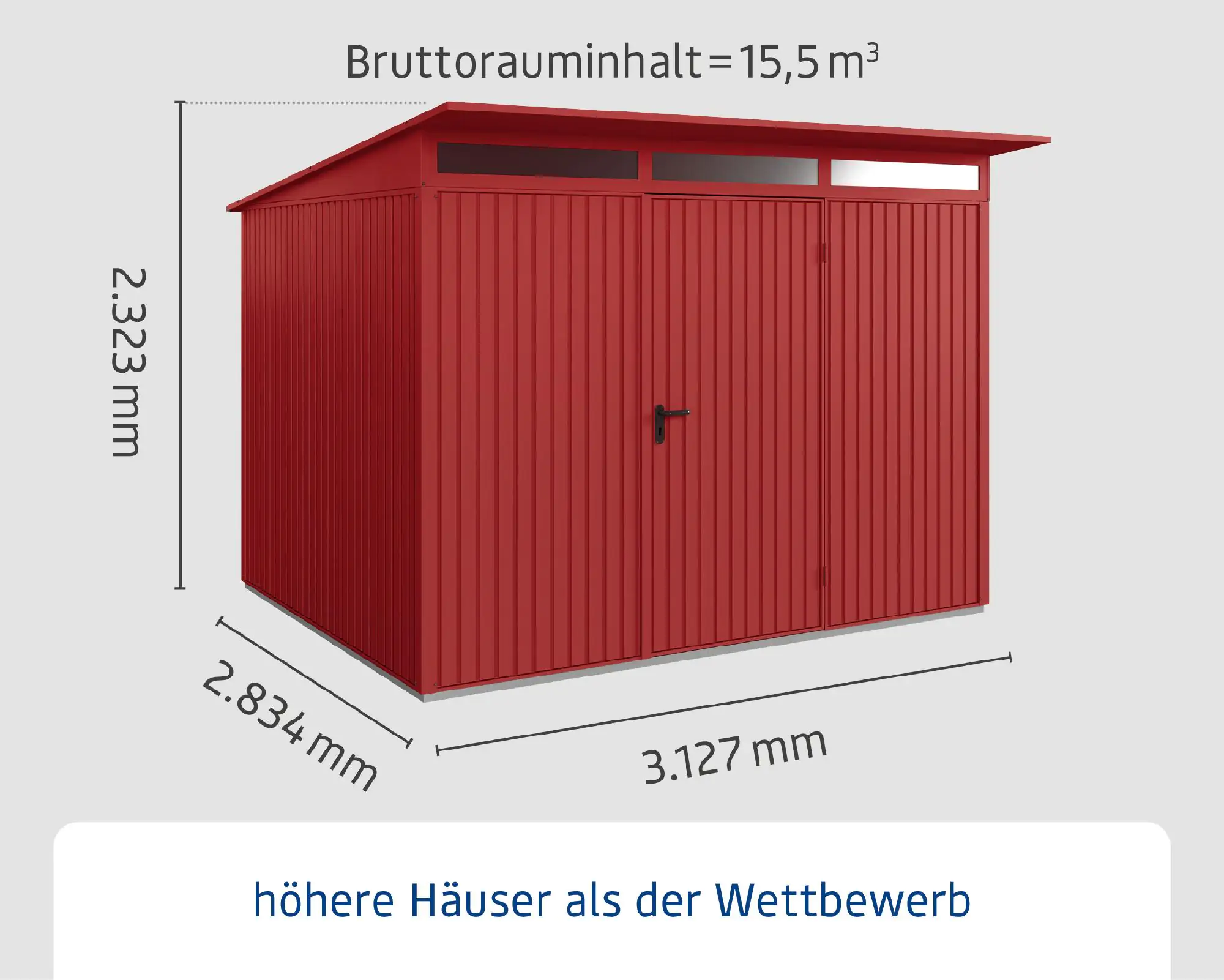 EcoStar Gerätehaus Trend-P Typ 3 purpurrot 312,7 x 283,4 x 232,3 cm