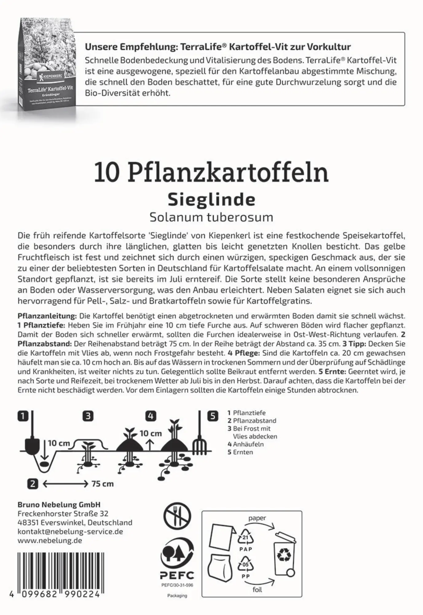 Kiepenkerl Pflanzkartoffel Sieglinde 10 Stück