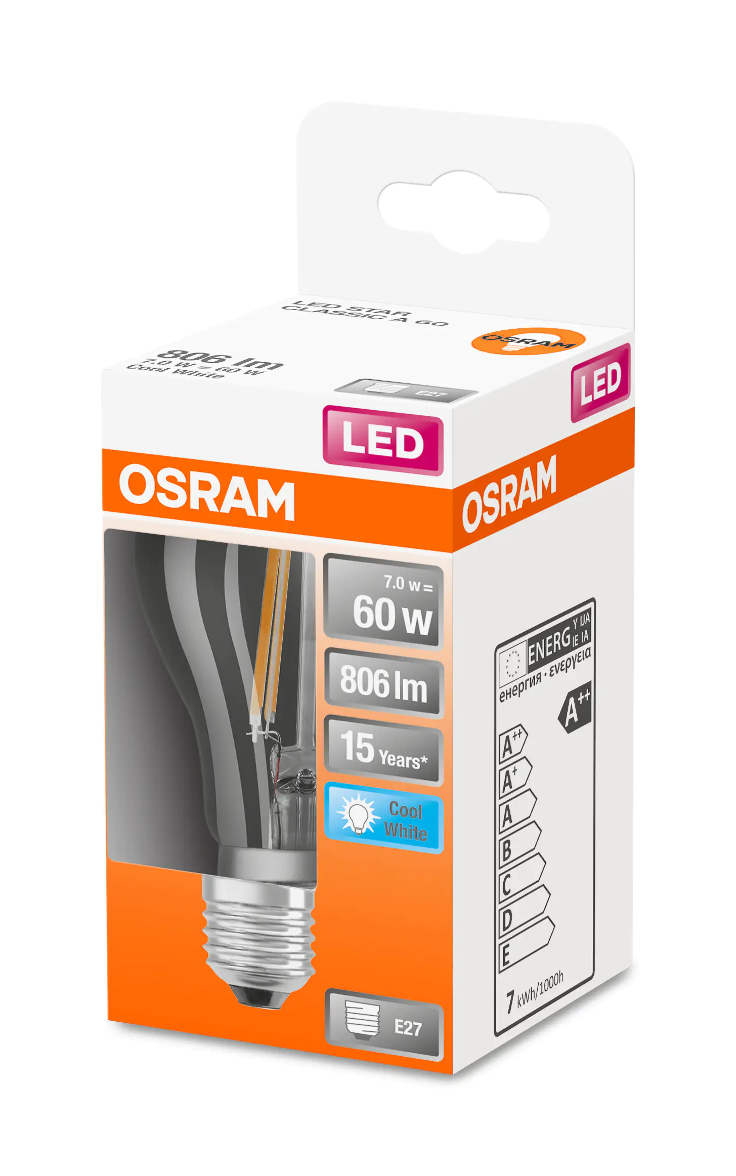 Osram LED Leuchtmittel Retrofit CLA 60 E27 6,5 W neutralweiß, klar