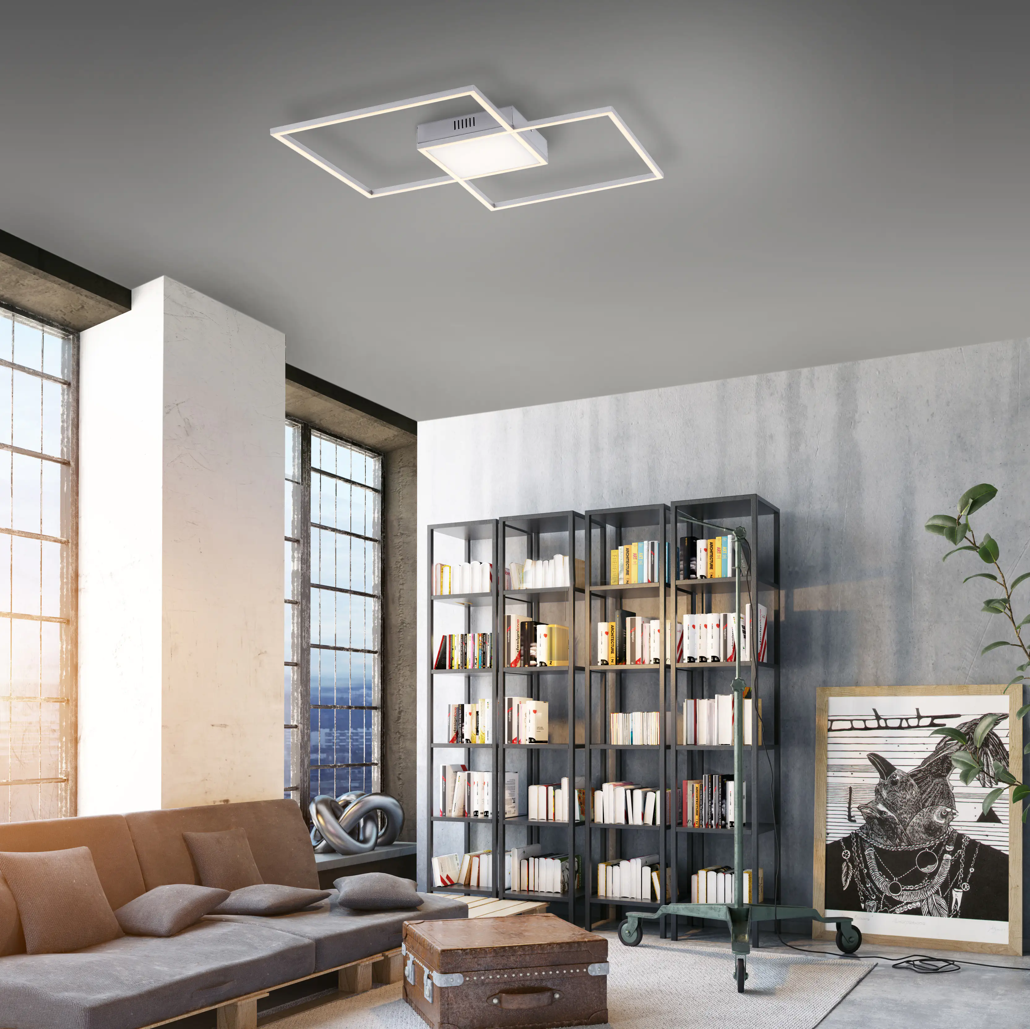 JustLight LED CCT Deckenleuchte Asmin nickel-matt 60 x 60 cm dimmbar