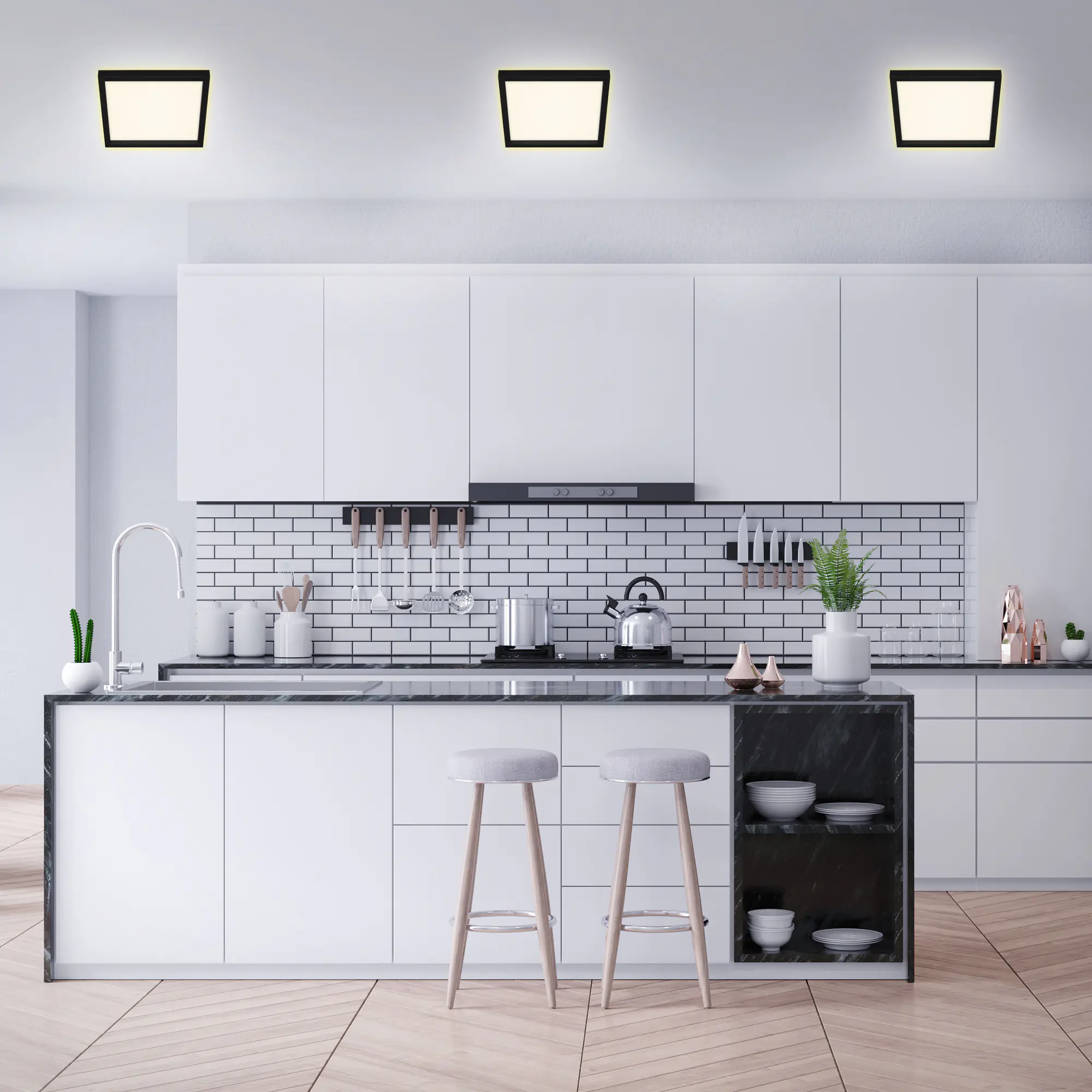 Briloner LED Panel Cadre schwarz 29,3 x 29,3 cm warmweiß, Backlight-Effekt