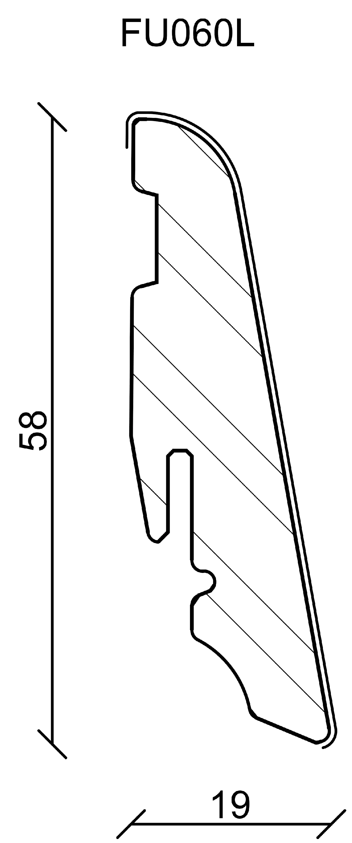 Neuhofer Fußleiste 240 cm 58 x 19 mm Oak light mix