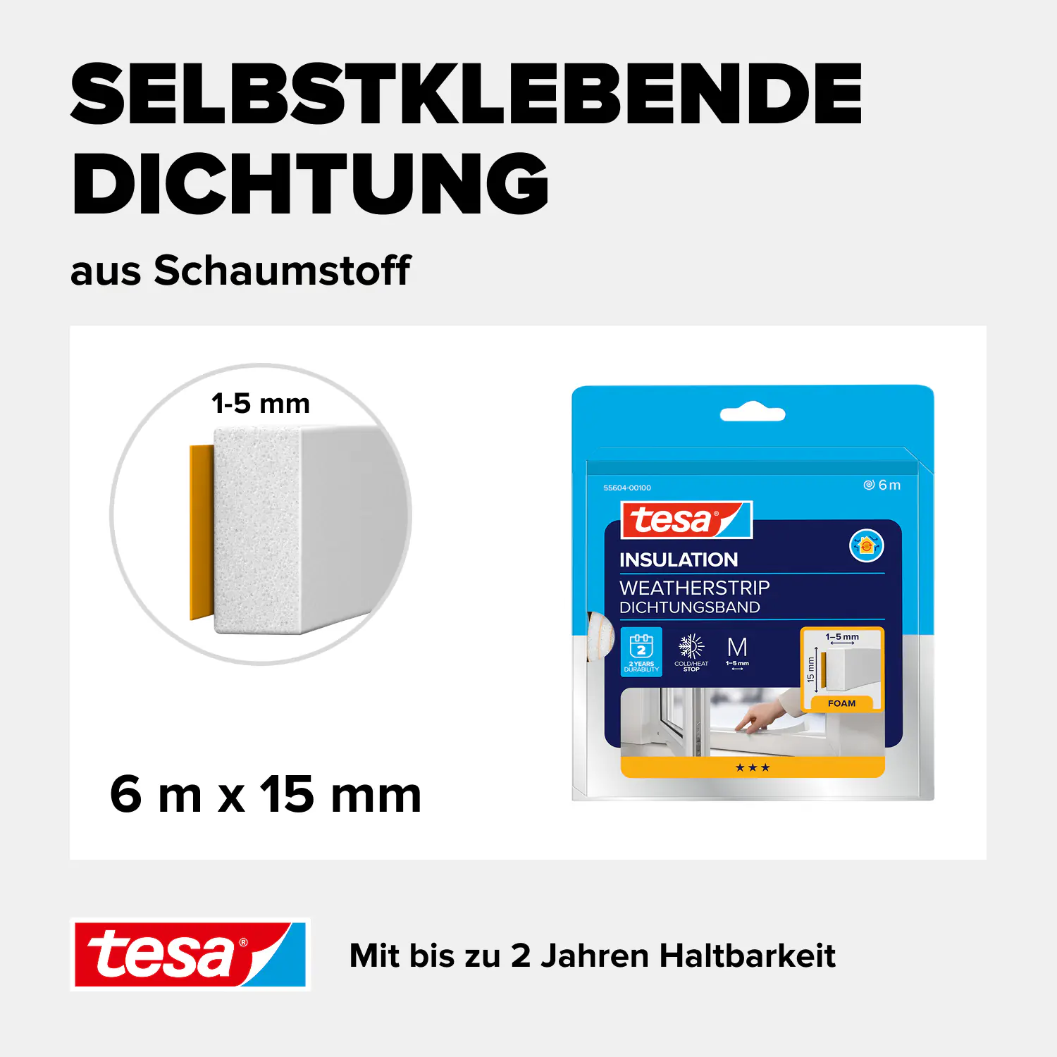 tesa Insulation Schaumstoff-Dichtung Universal 6 m, weiß