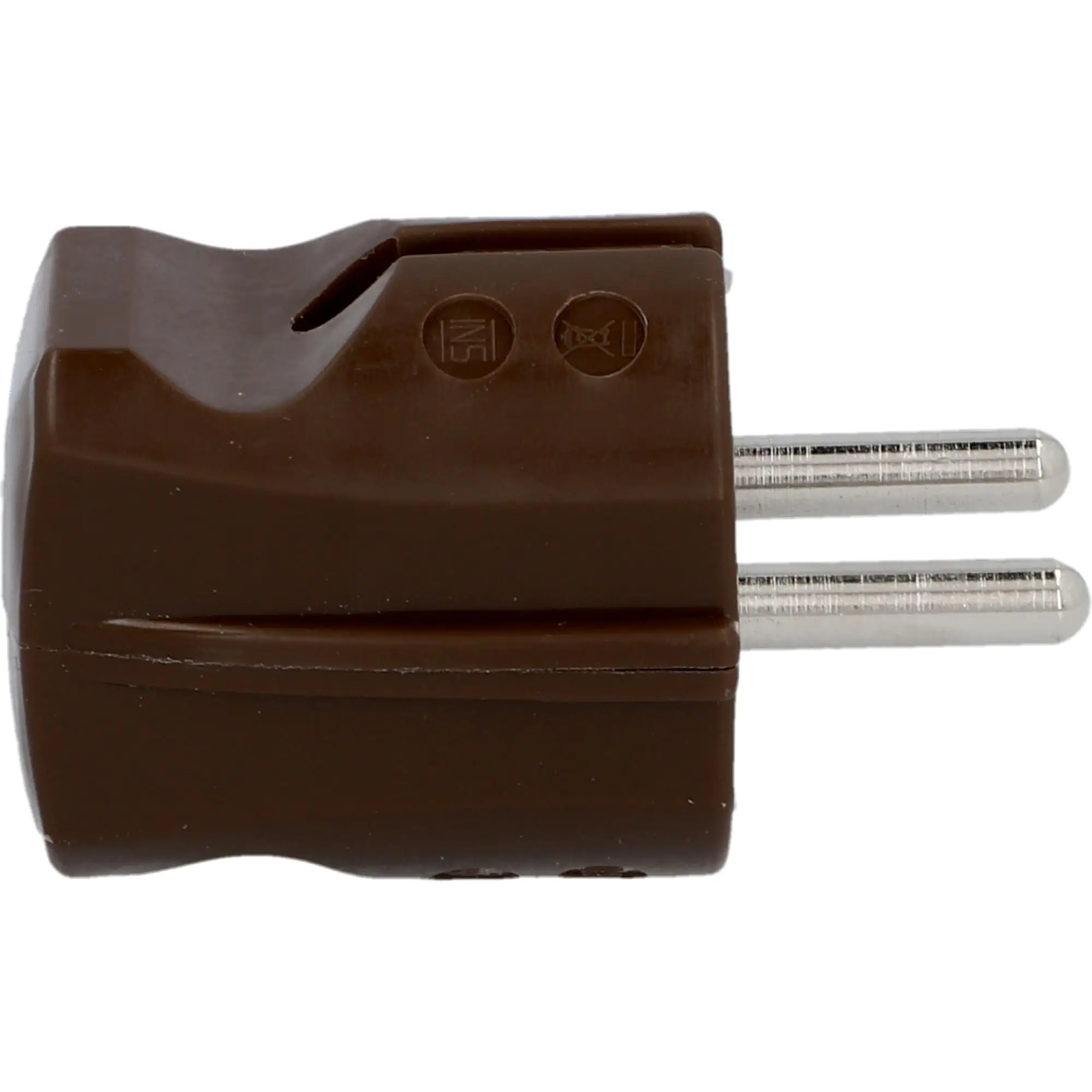 Schutzkontakt-Stecker ohne Knickschutz braun