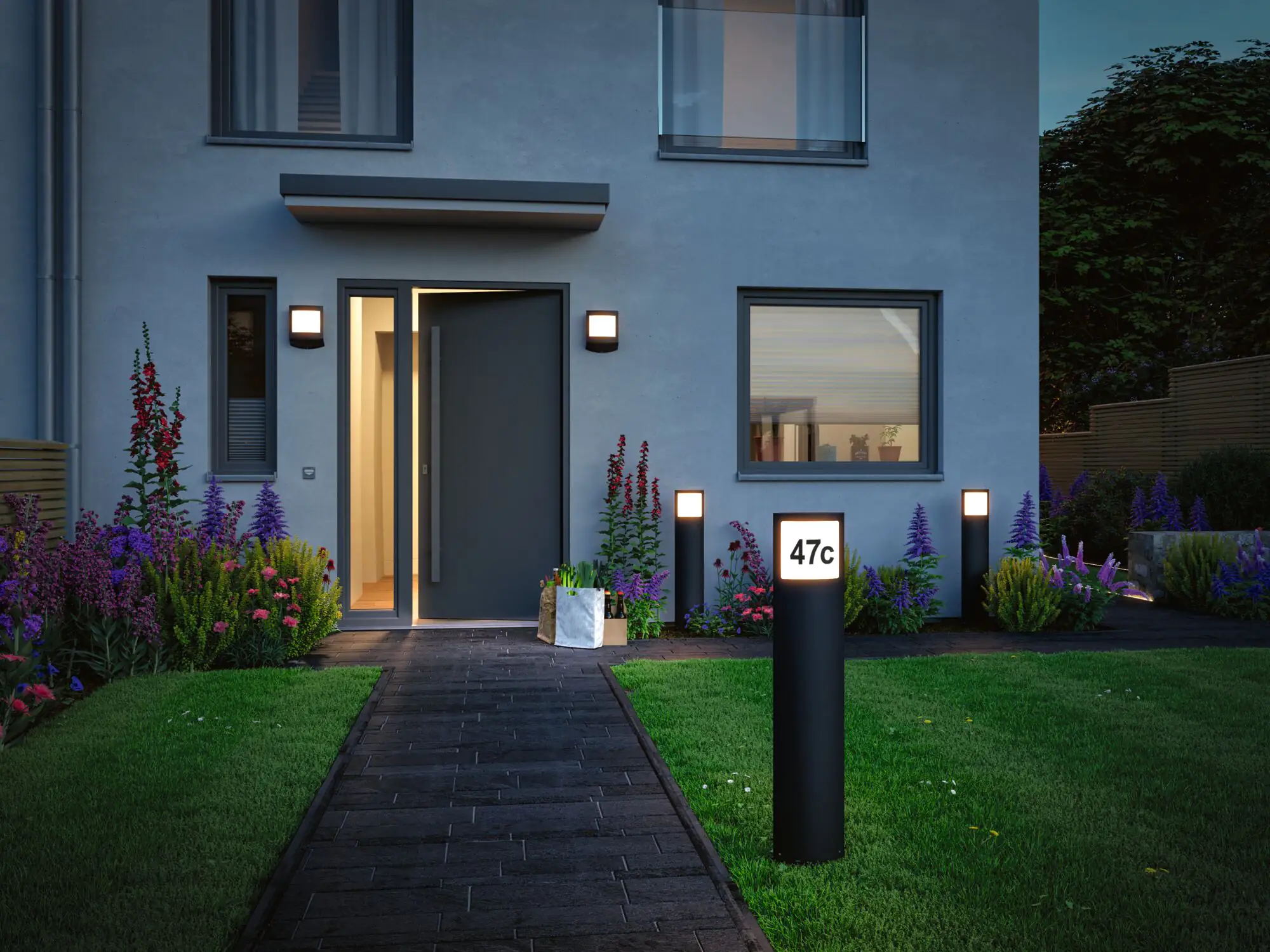 Paulmann LED Hausnummernleuchte Padea anthrazit Zigbee RGBW 19,8 x 7,1 cm