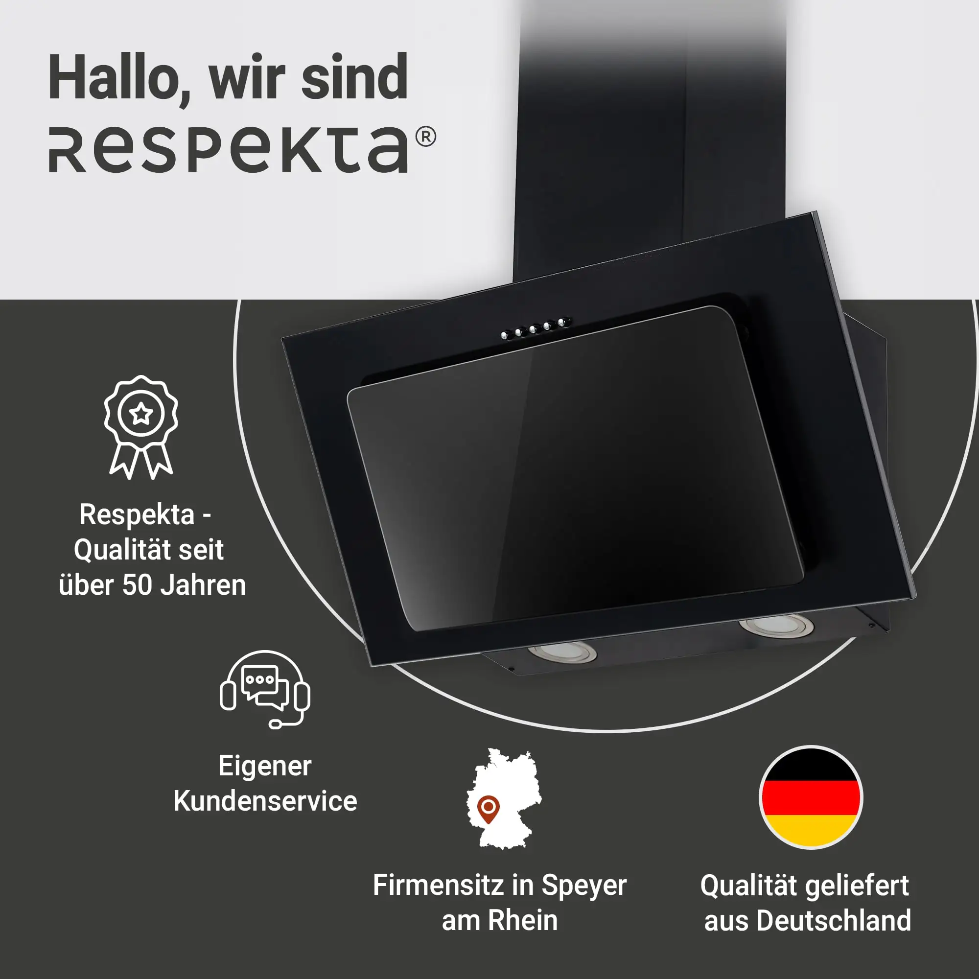 respekta kopffreie Schräghaube Kala 60 cm schwarz CH33060SB