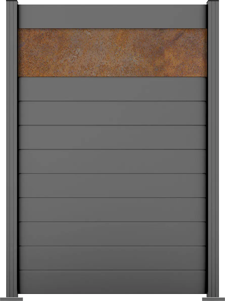 Ambiente Alu-Zaun Grundset Paneel 150 grau 187 x 124,2 cm  