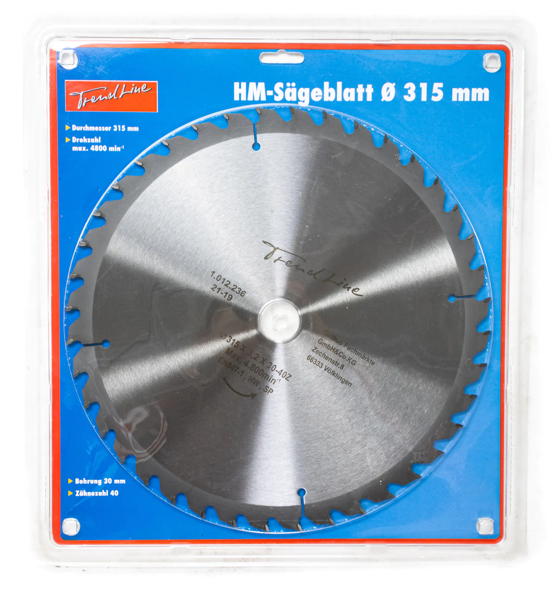TrendLine HM-Kreissägeblatt Ø 315 mm Bohrung Ø 30 mm