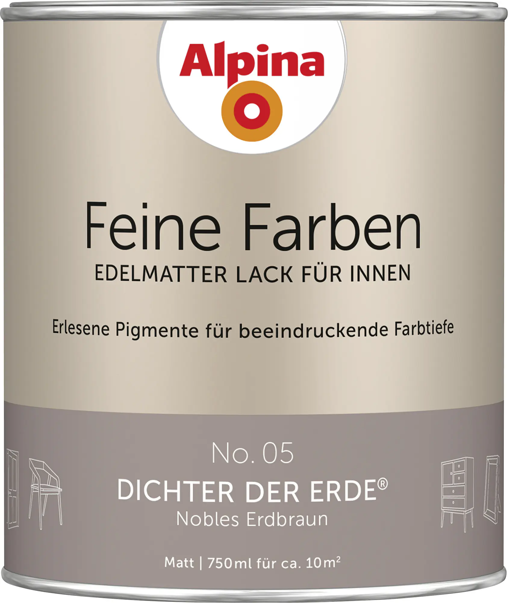 Alpina Feine Farben Lack No. 05 Dichter der Erde - erdbraun 750 ml