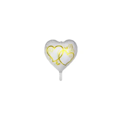 Folienballon Gold Herzen weiß-gold Ø 45 cm