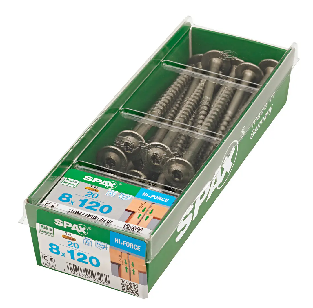 Spax Tellerkopfschrauben 8.0 x 120 mm TX 40 - 20 Stück Edelstahl