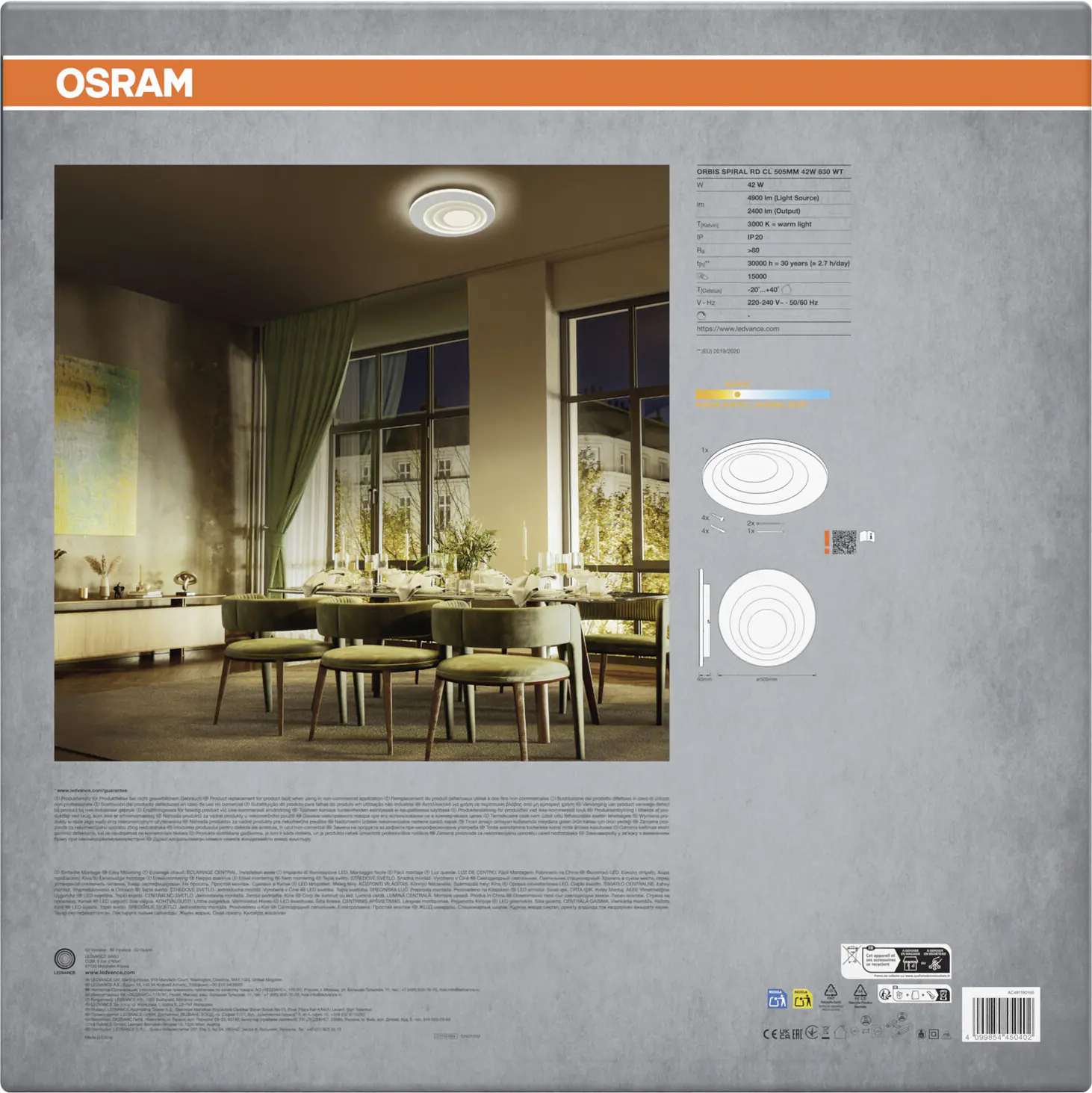 Osram LED Deckenleuchte Orbis Spiral Round weiß Ø 51 cm 42 W 