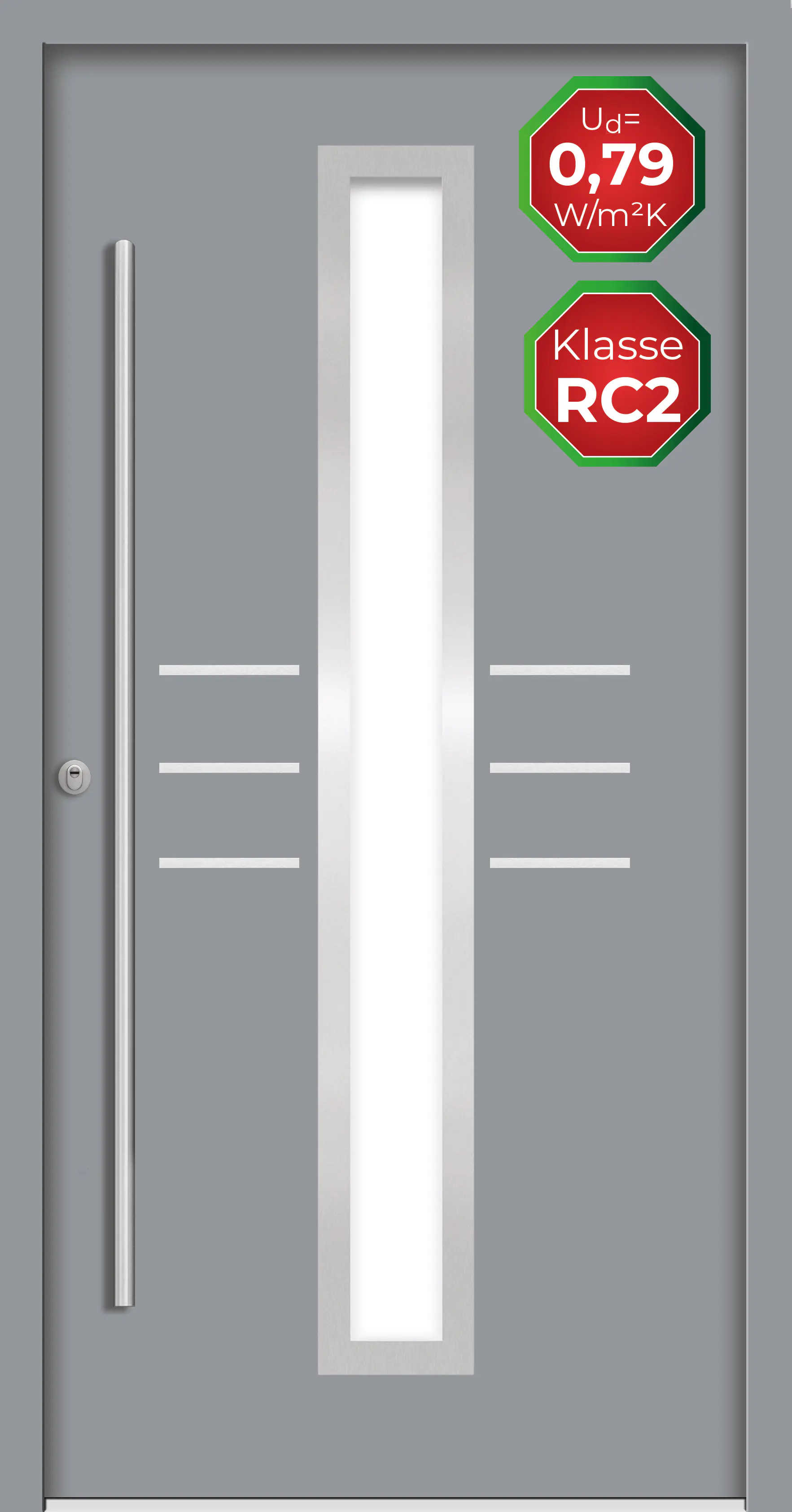 Splendoor Haustür Passivedoor Premium B07 RC2 Grau DIN Links 110 x 210 cm