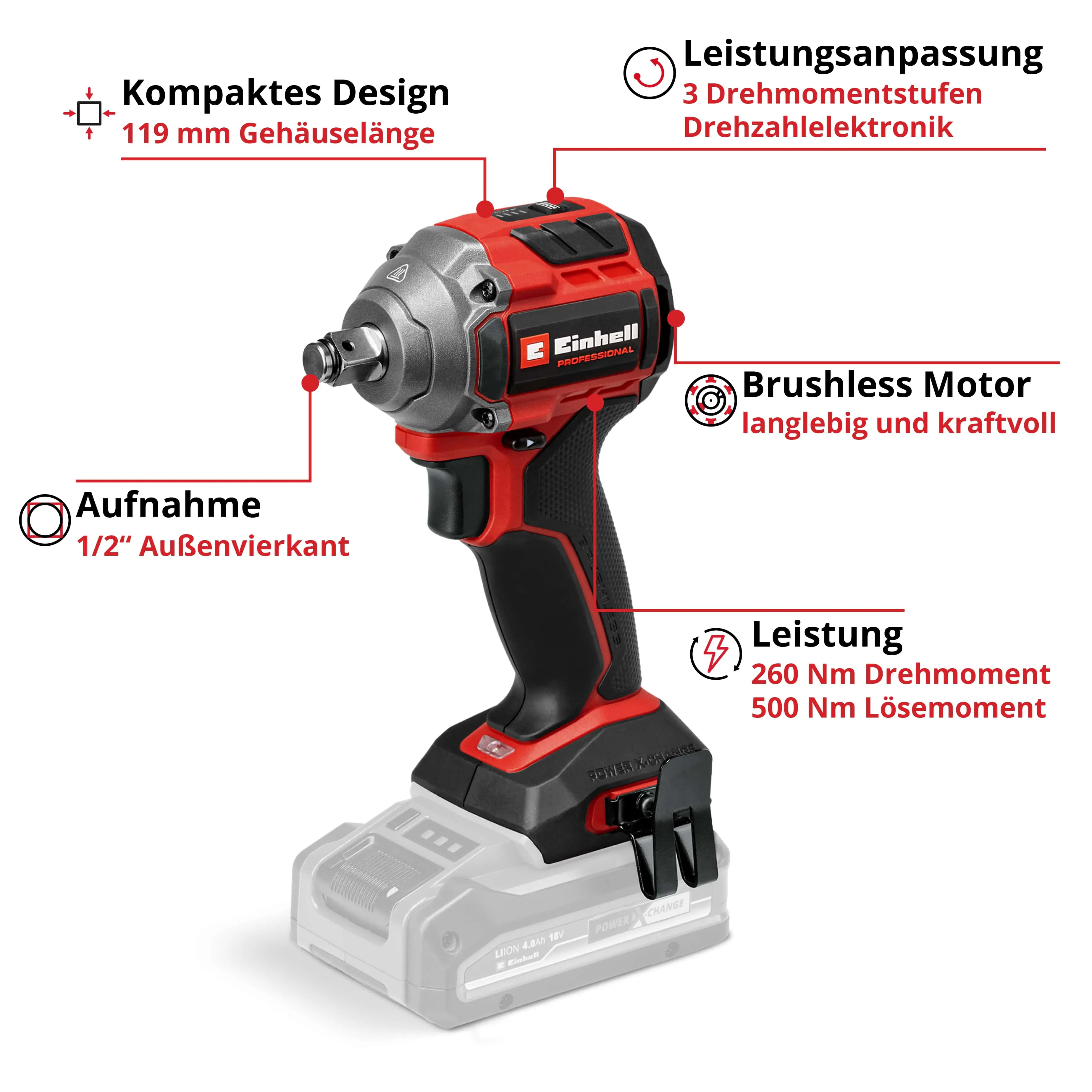 Einhell Professional Akku-Schlagschrauber TP-CW 18/260-C Li BL Solo