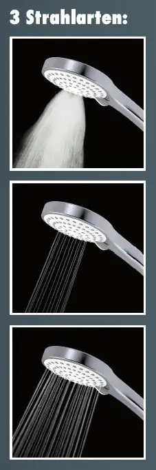 Primaster Handbrause 3 Strahlarten Water Move XL chrom-weiß mit Wasserspareinsatz