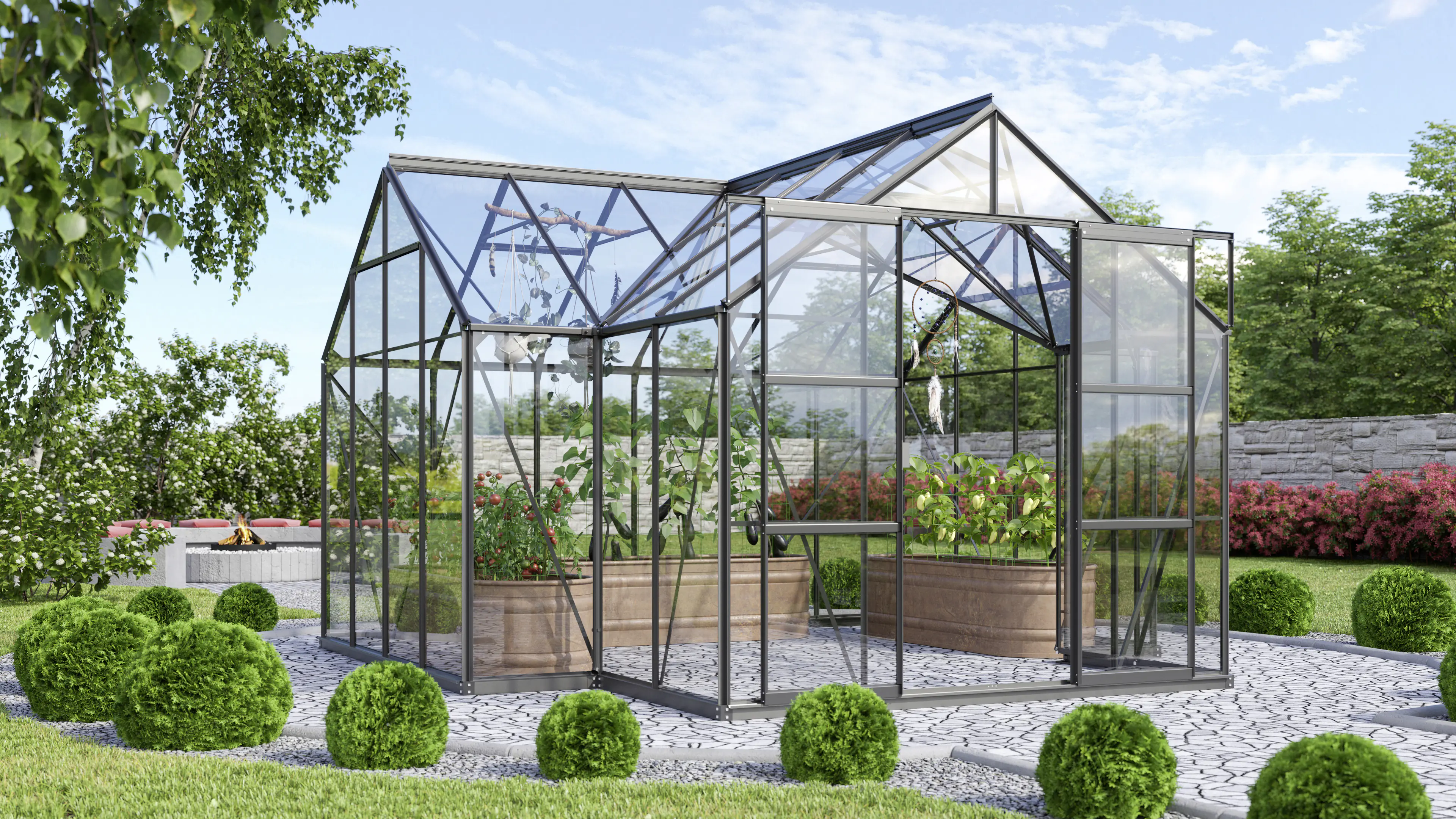 Vitavia Gewächshaus Sirona 13000 ESG 3 mm 381 x 381 cm