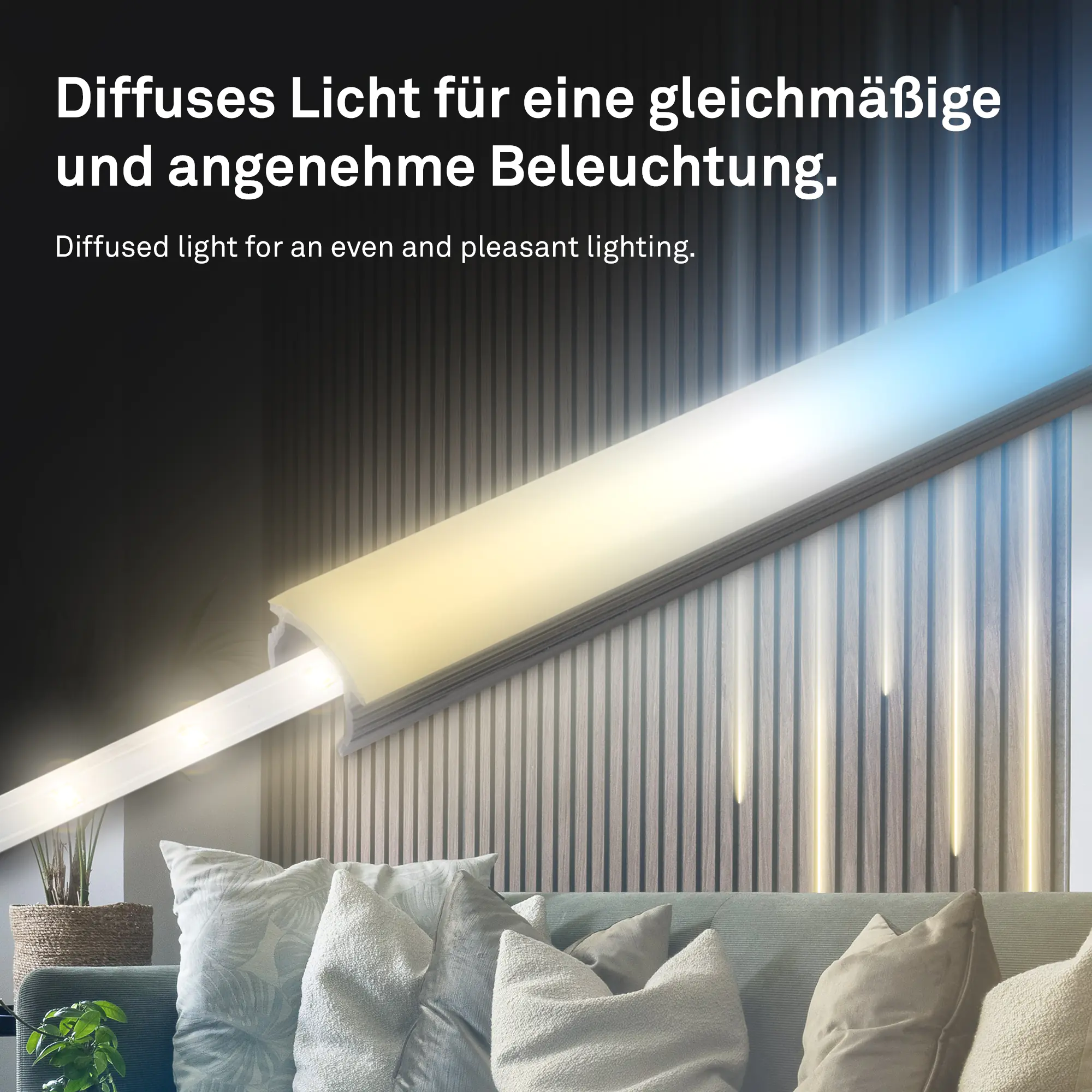 PC Profil Diffusor für Akustikpaneele Kunstoff 130 cm Rauchglas Optik 16-17 mm
