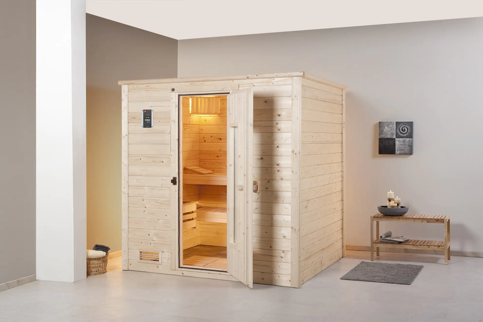 Weka Massivholzsauna Bergen 1.8 mit Holztür