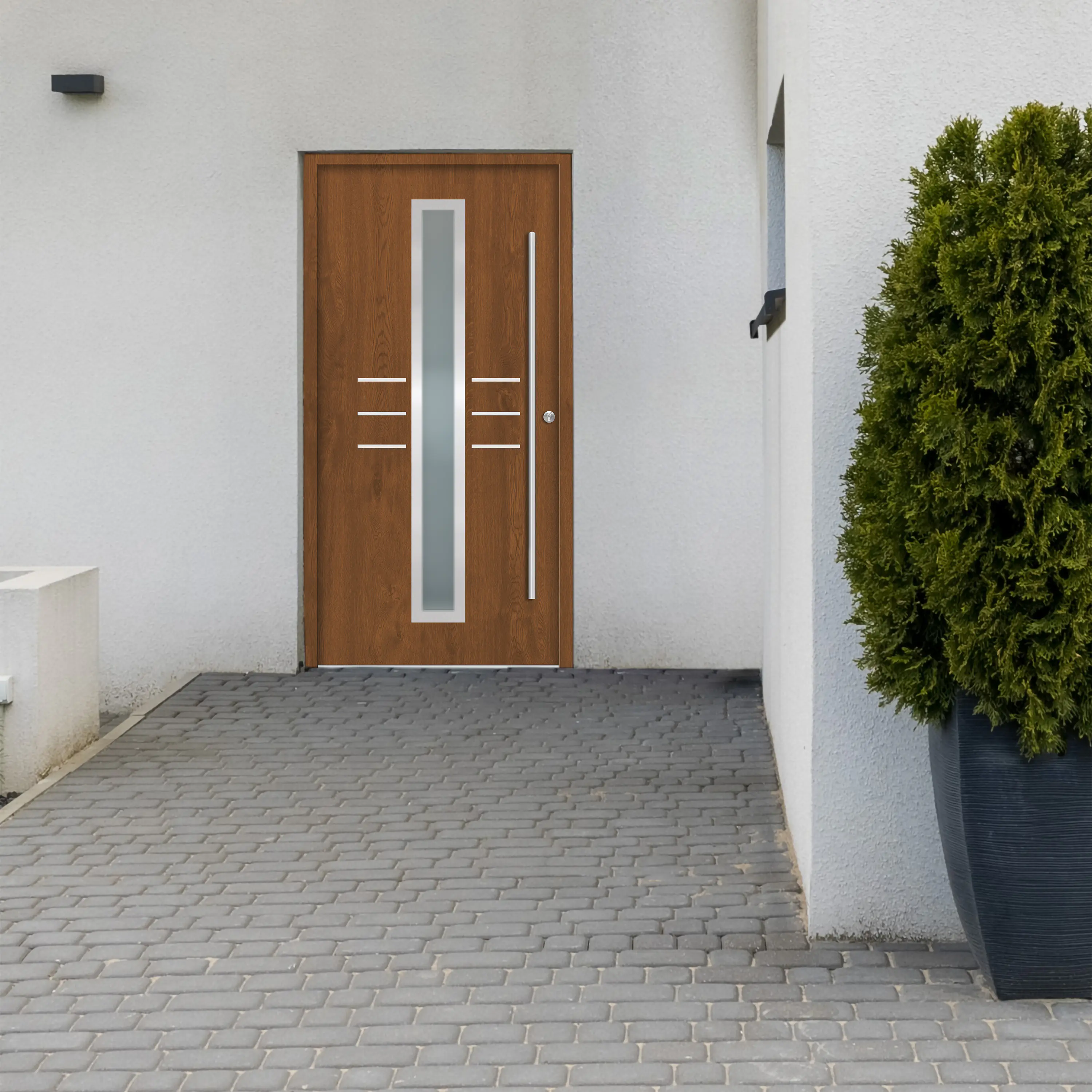 Splendoor Haustür Passivedoor Premium B07 Golden Oak DIN Rechts 100 x 210 cm