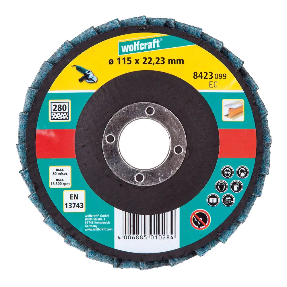 Wolfcraft Schleiflamellenteller Ø 115 x 22,23 mm Vlies fein
