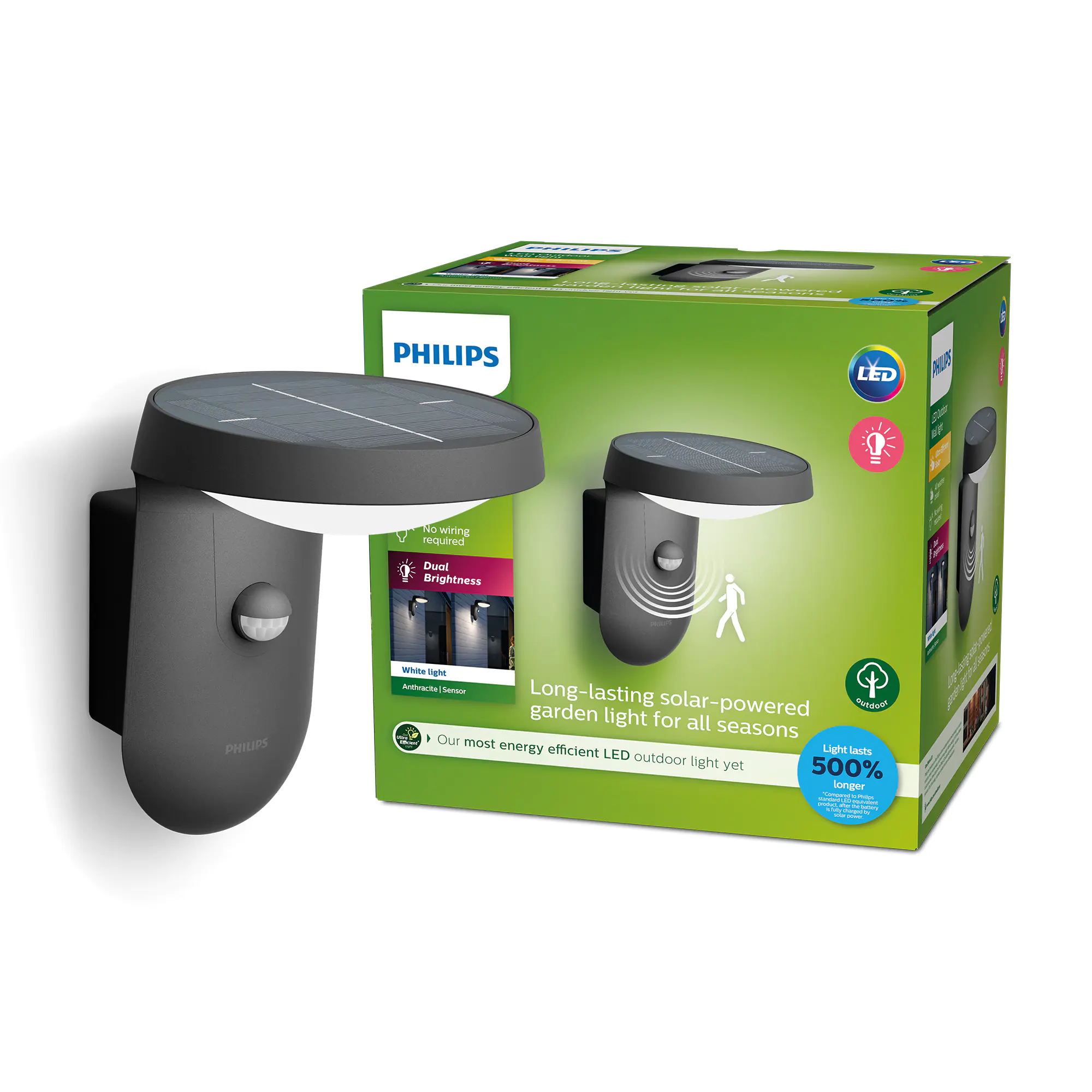 Philips LED Solar-Außenwandleuchte Tyle anthrazit 18,8 x 18,4 x 15,8 cm mit Bewegungsmelder
