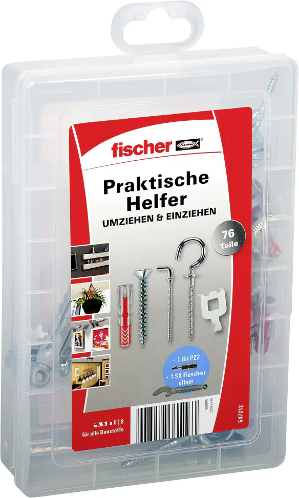 Fischer Sortimentskasten Praktische Helfer Umziehen & Einziehen - 76 Stück