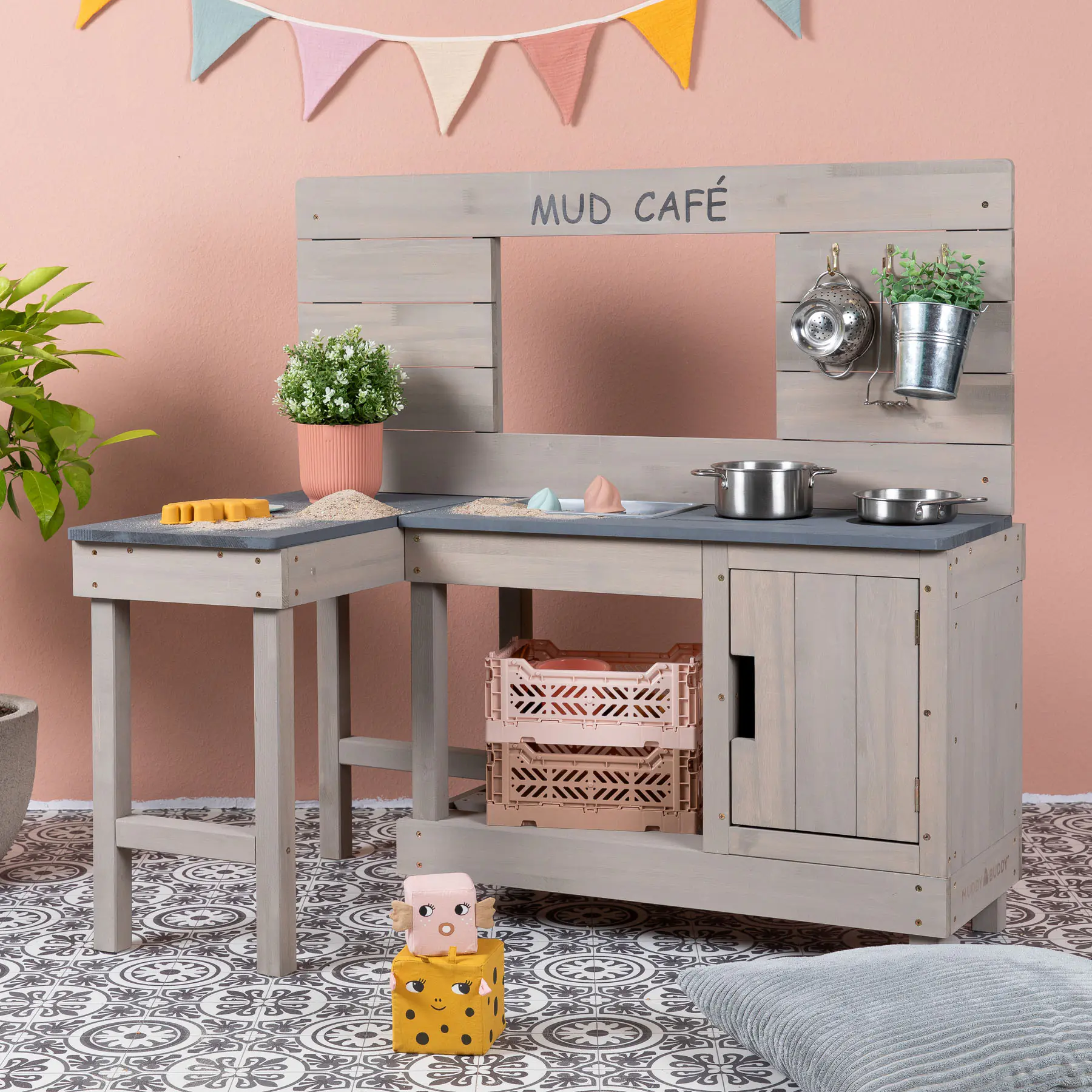 Muddy Buddy Matschküche Coffee Corner warmgrau 100 x 60 x 95 cm