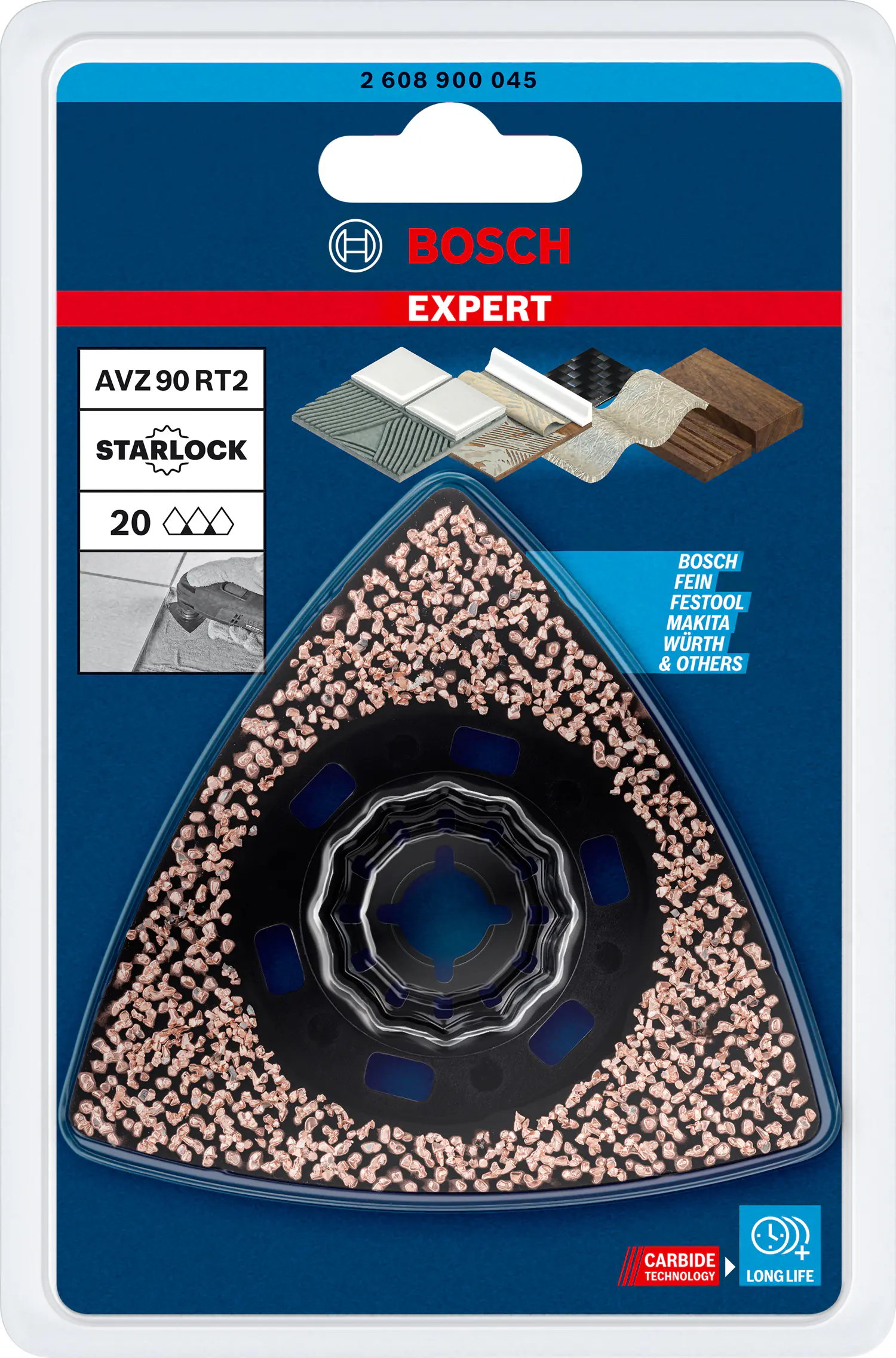Bosch Expert Schleifplatte AVZ 90 RT2 für Multifunktionswerkzeuge 90 mm