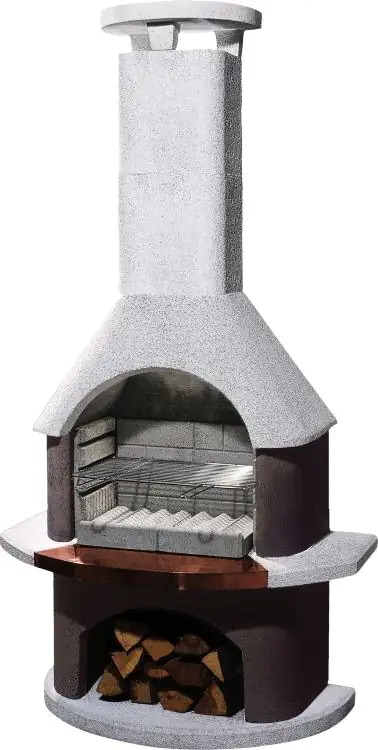 Buschbeck Grillkamin San Remo weiß-braun 206 x 110 x 65 cm