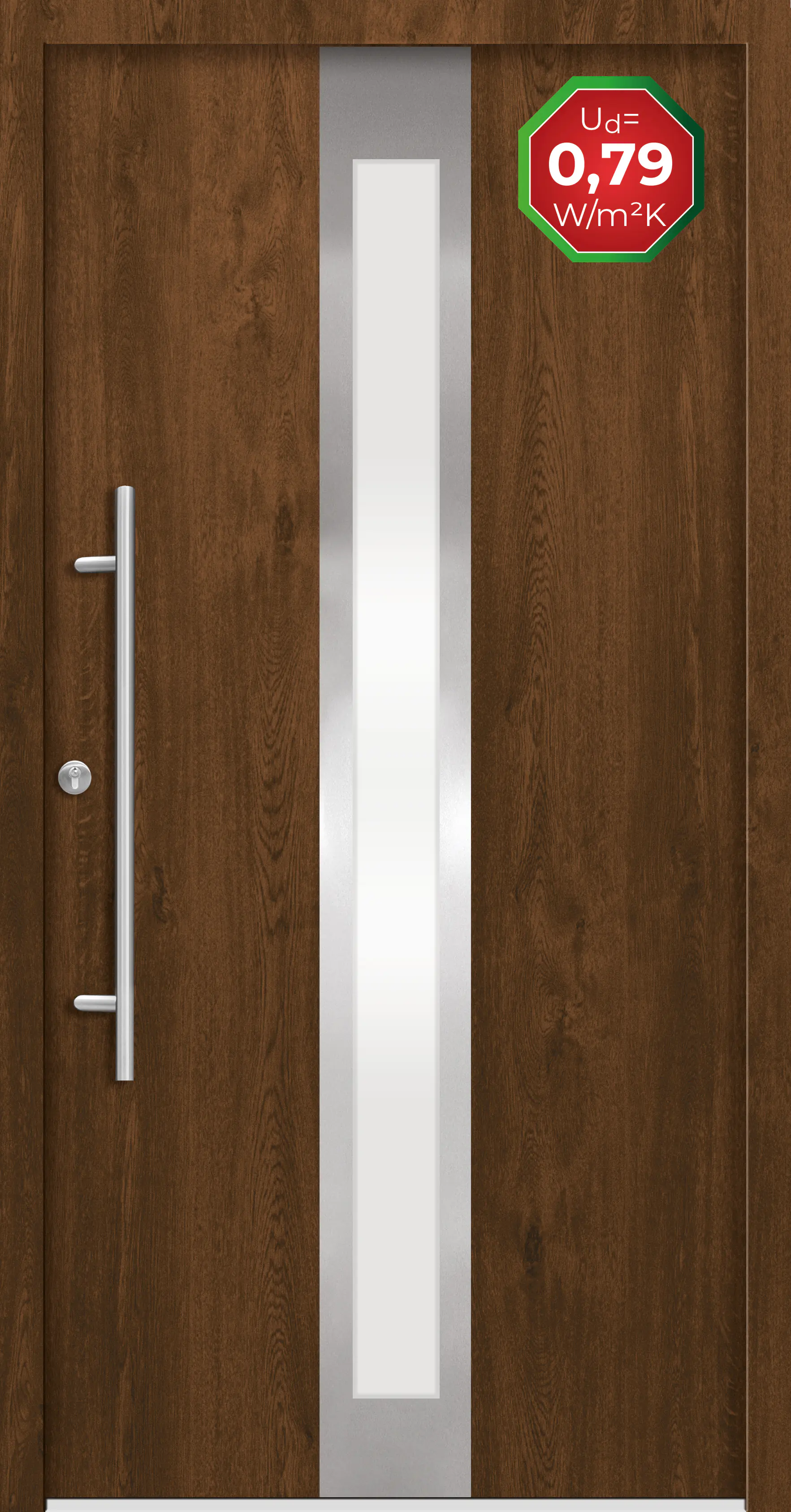 Splendoor Haustür Passivedoor Premium B01 Nussbaum DIN Links 100 x 210 cm