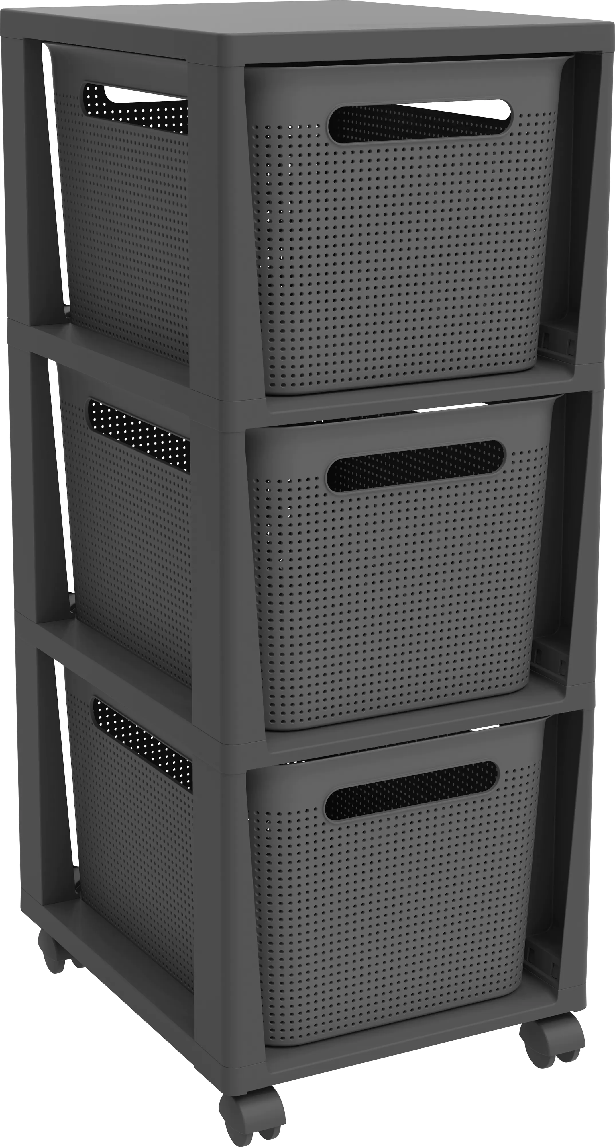 Rotho Schubladenbox Tower 3 x 16 L Brisen mit Rollen anthrazit