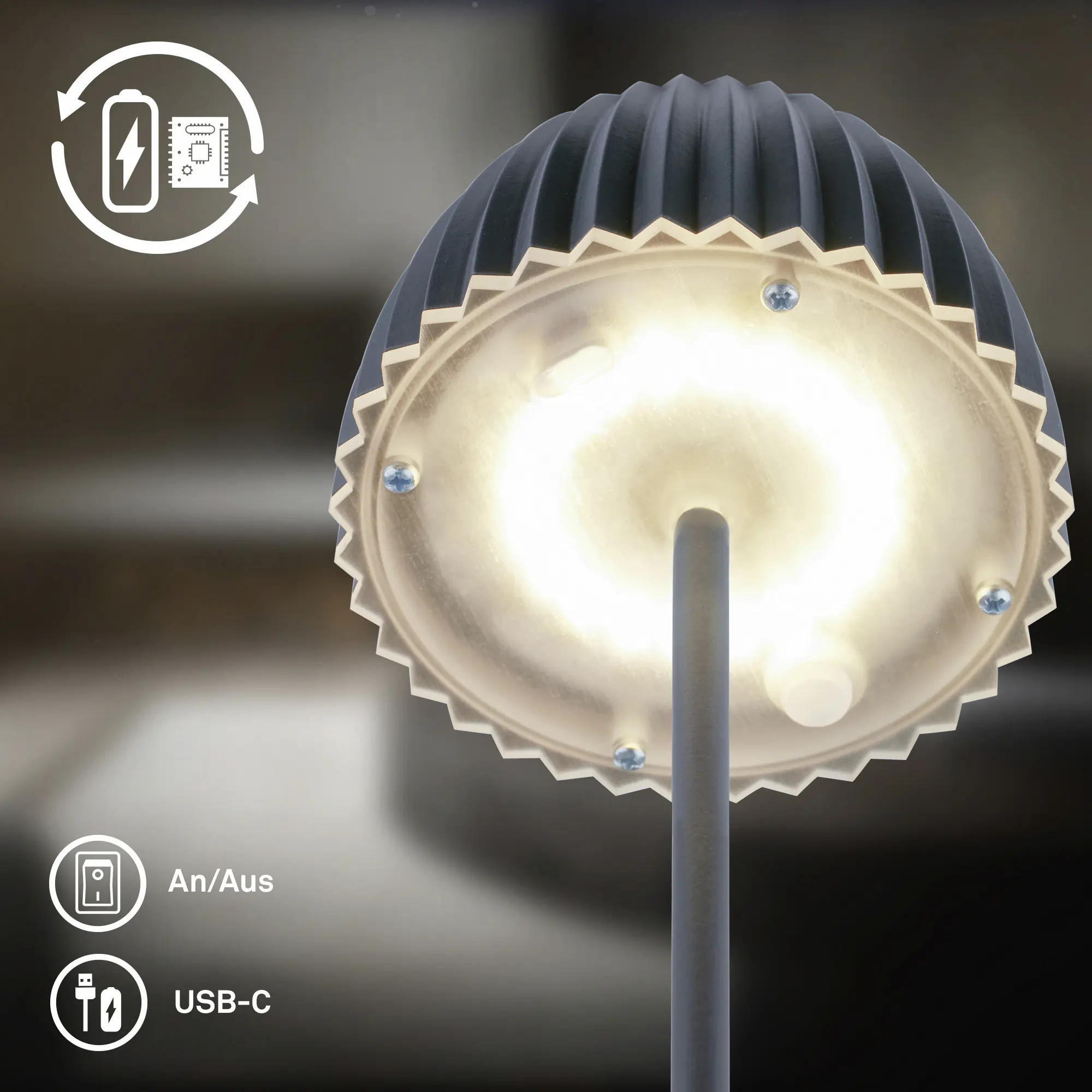Briloner LED-Stehleuchte Riffle mit Akku anthrazit dimmbar