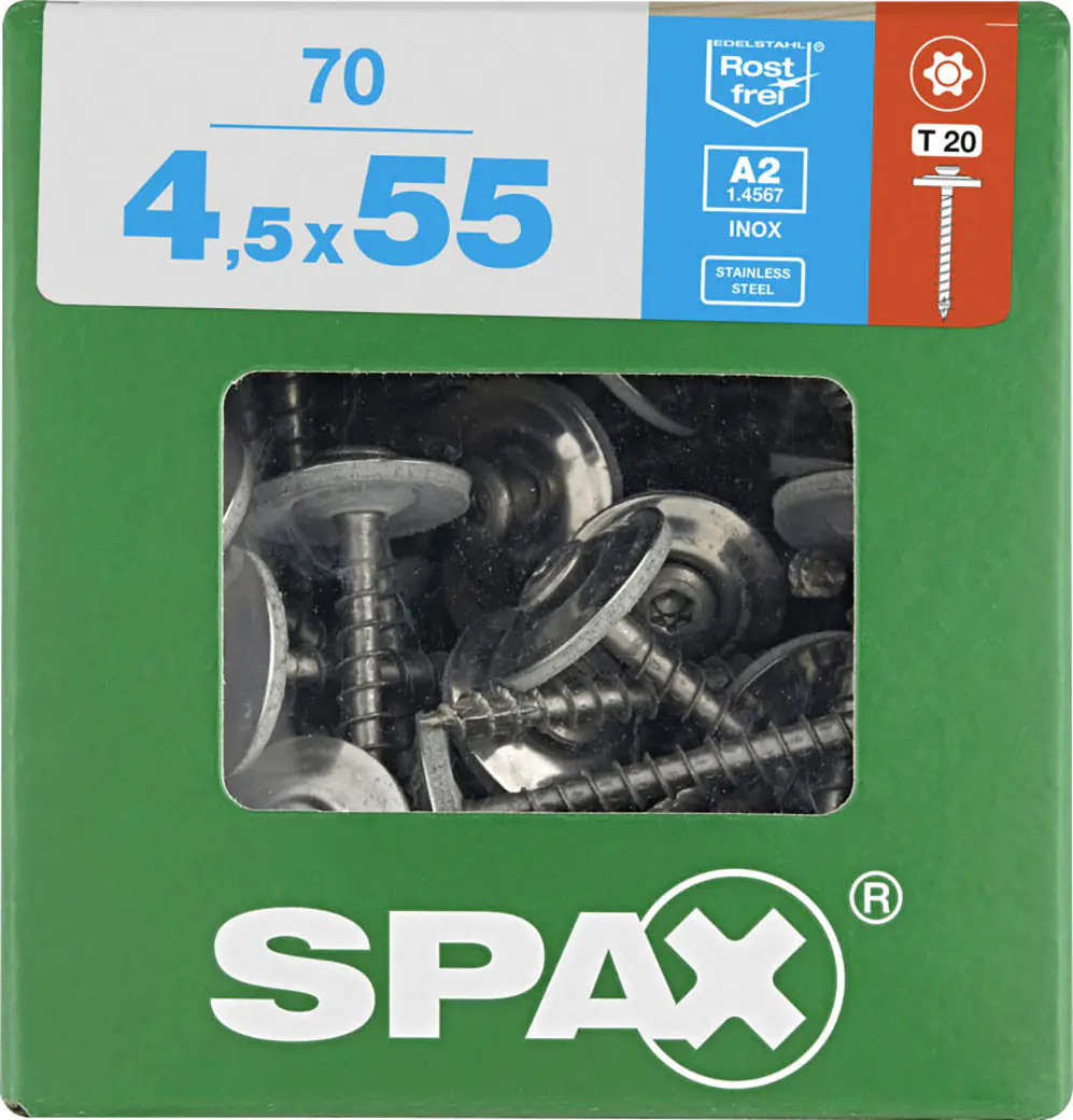 Spax Spenglerschrauben 4,5 x 55 mm T20 Vollgewinde - 70 Stk. 