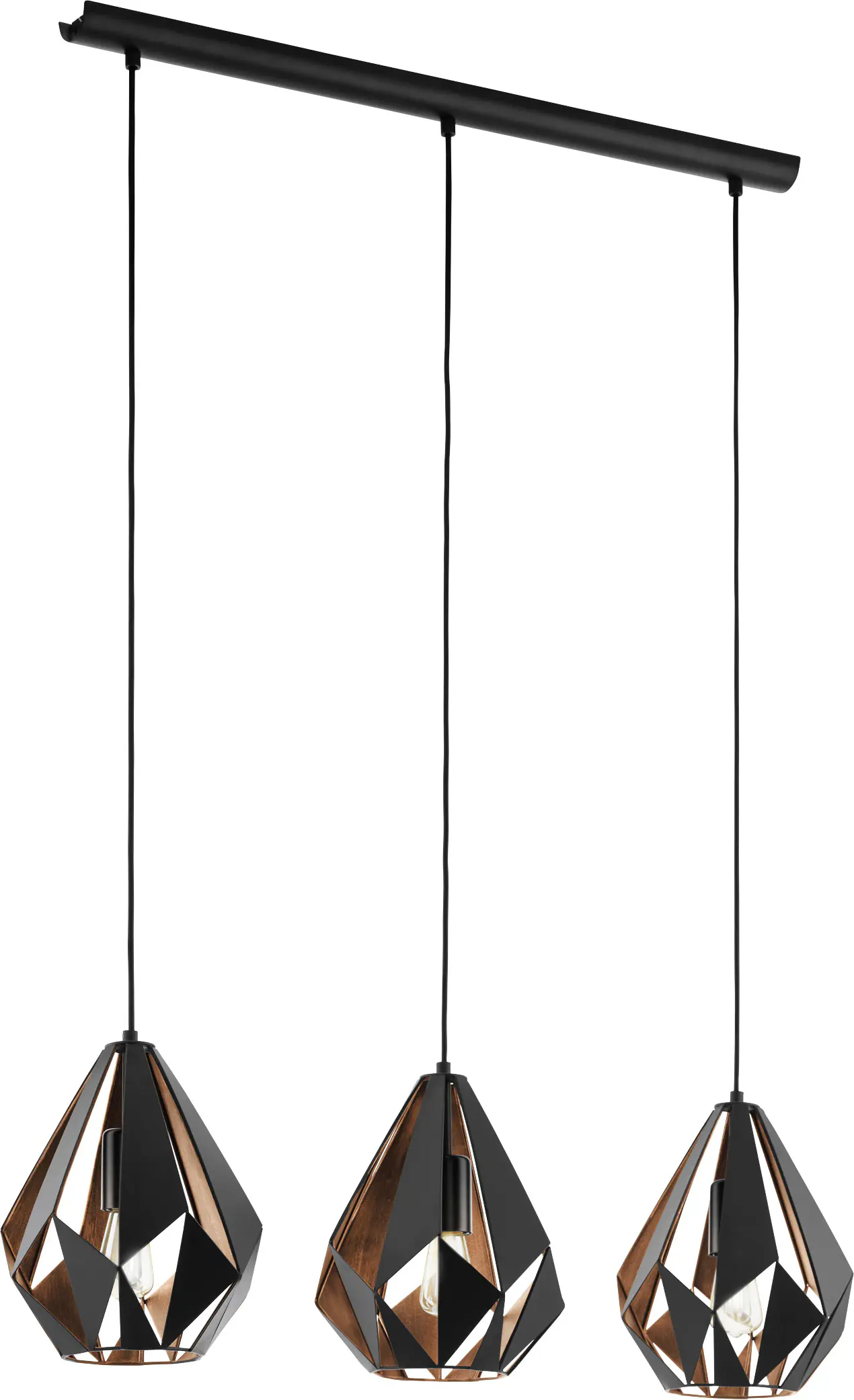 Eglo 3er Pendelleuchte Carlton 1 schwarz-kupfer 80,5 x 20,5 cm E27