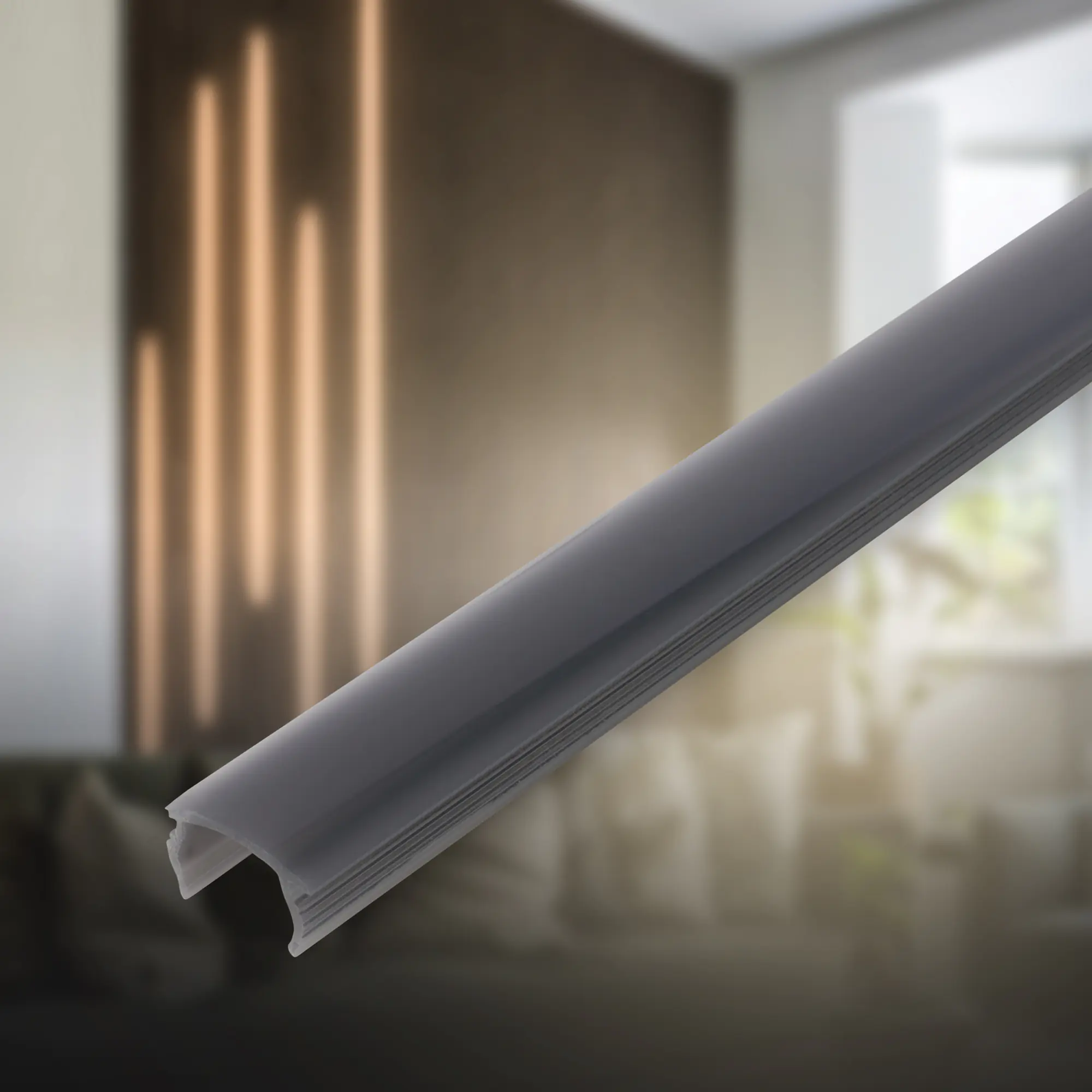 PC Profil Diffusor für Akustikpaneele Kunstoff 130 cm Rauchglas Optik 16-17 mm
