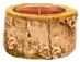 House of Rustic Kerzenhalter aus Holz Ø 16 x 7,5 cm mit roter Kerze