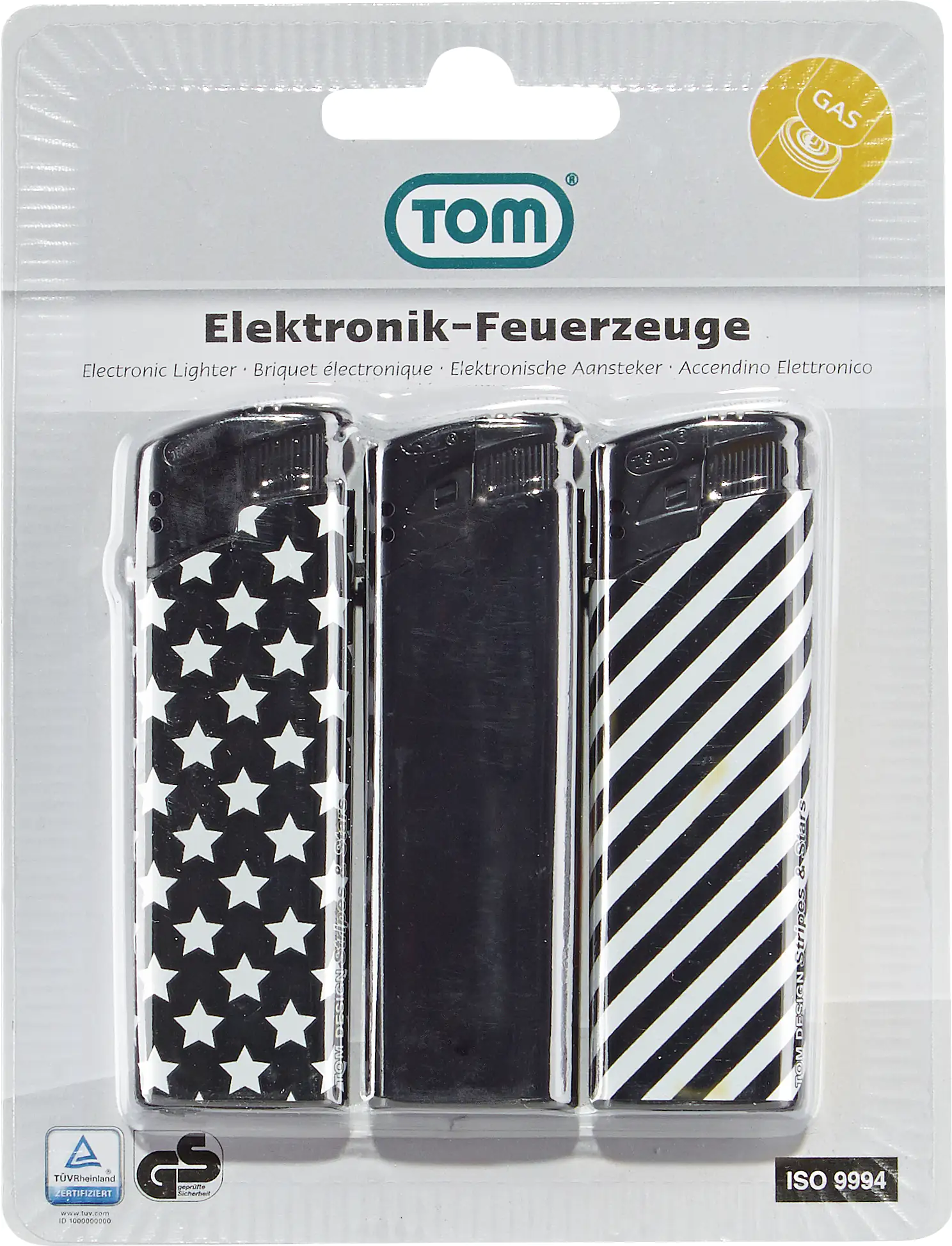 TOM Elektronik-Feuerzeuge 3er Blister