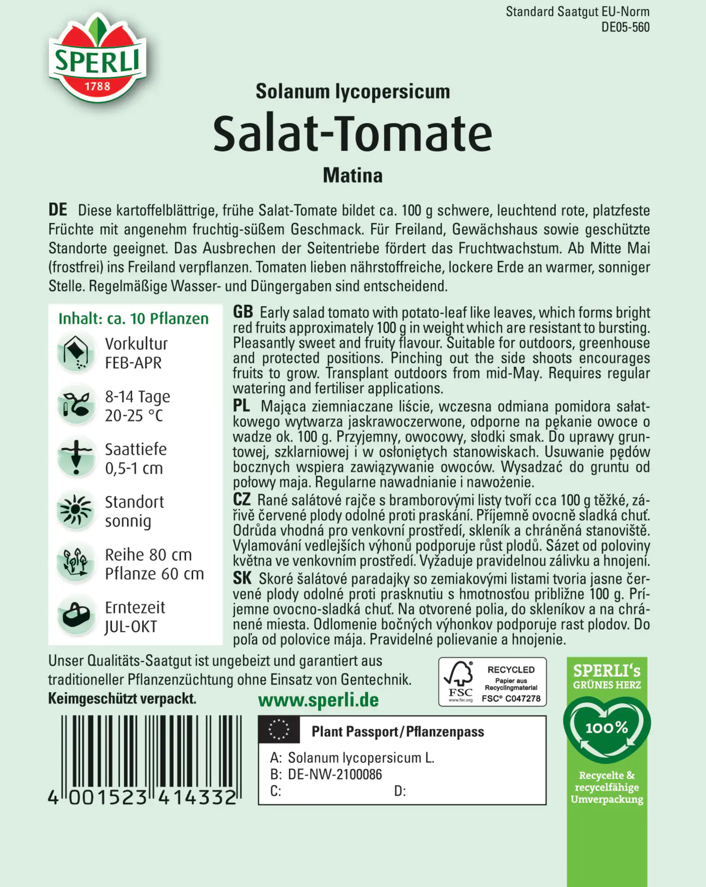 Sperli Salat-Tomate Matina
