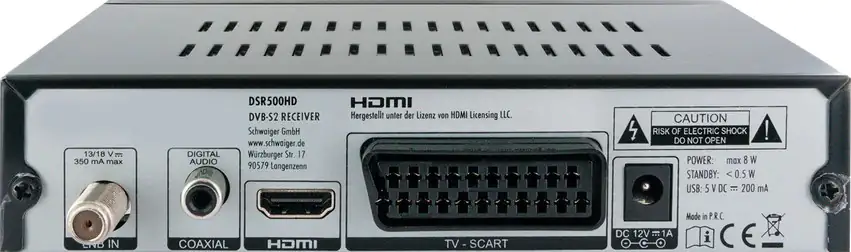 Schwaiger Satelliten-Receiver DSR500HD Full HD (DVB-S2) Free to Air