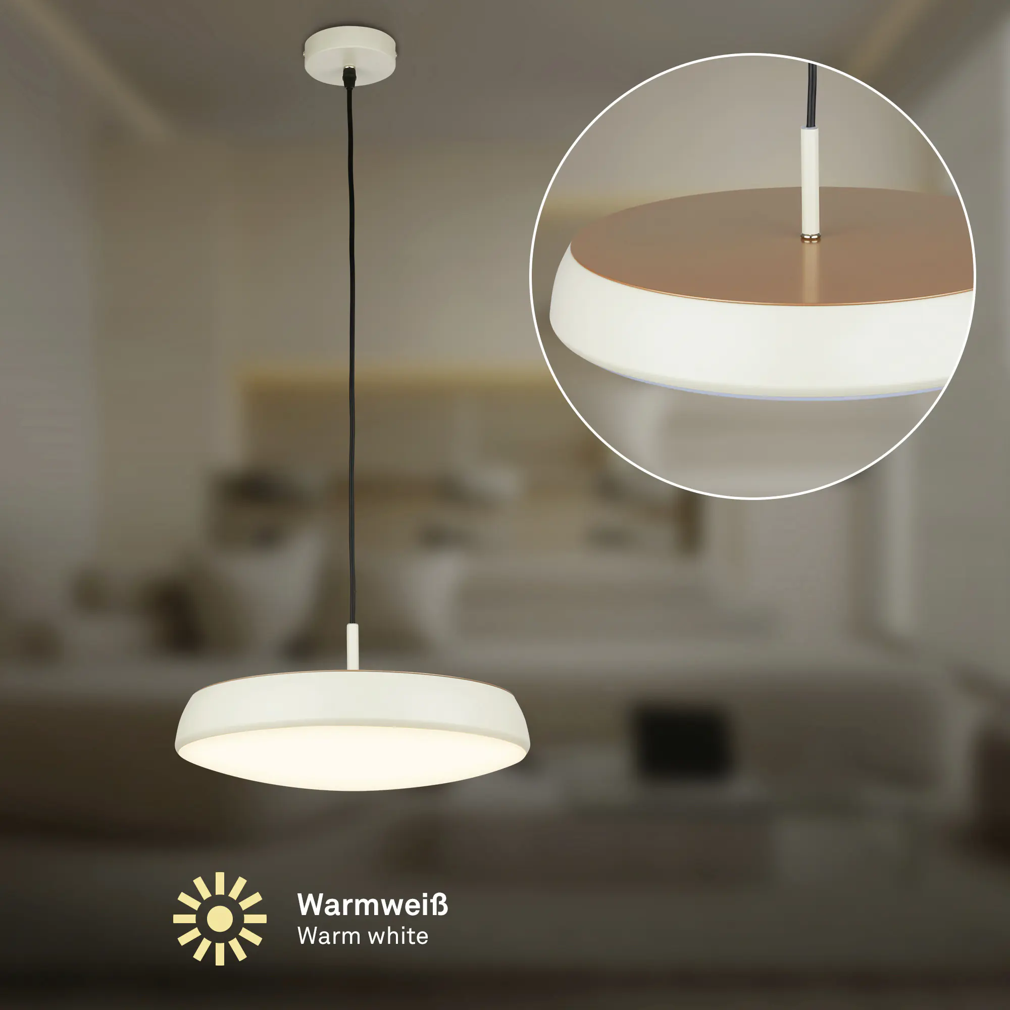 Briloner LED-Pendelleuchte Nala Ø 35 cm hellgrau warmweiß